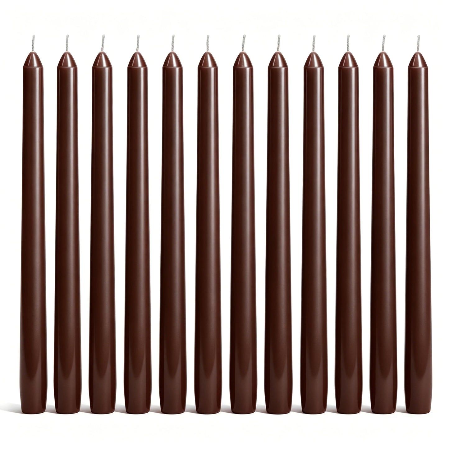 Everymoment Mocha Brown Taper Candles - 12 Pack 10 Inch Unscented Dripless & Smokeless Candlesticks - 8 Hours Tall Candle Sticks - Perfect for Wedding Romantic Dinner Holiday Party Home Decor