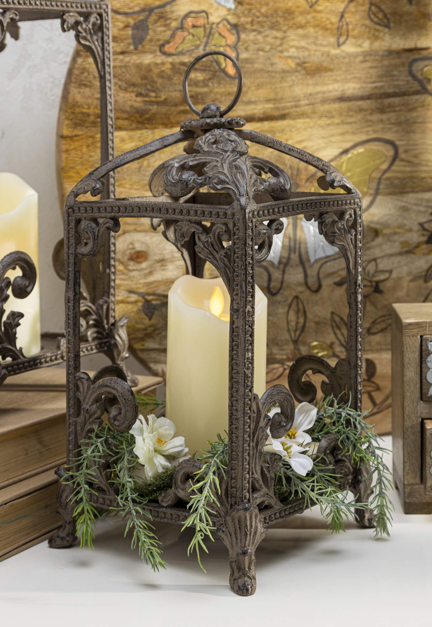 Medium Metal Acanthus Leaf Lantern.