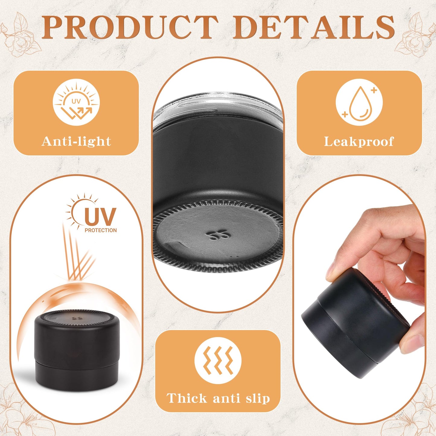 ZBCCEOB 2 oz Glass Jars with Lids, Round Airtight Cosmetic Jars with Inner Liners, Empty Containers for Lotions, Ointments, Candle Making, Creams, DIY Projects (24 Pack, Black Frosted)