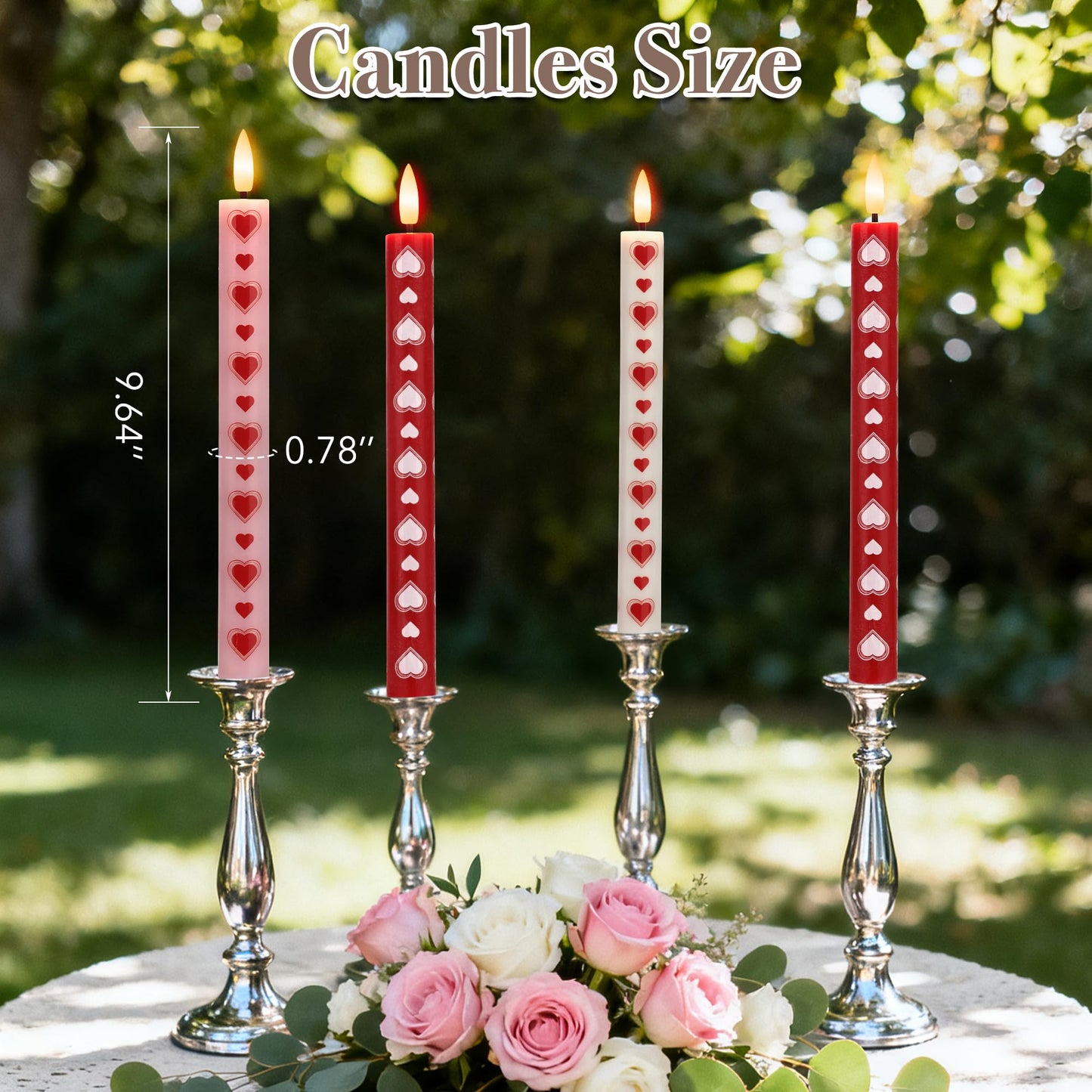 SEHNSY Valentines Day Candles Heart Flameless Taper Candles with Remote, Real Wax Battery Operated Candles,Romantic LED Candlesticks for Valentine Decor, Proposal Wedding & Dinner Table (4 Pack)