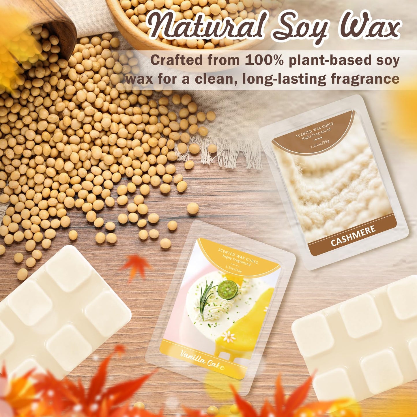 SCENTORINI Wax Melts, Wax Cubes Strong Scent, Summer Scents, 4 Cashmere & 4 Vanilla Cake Scented Wax Melts for Warmer, Home Fragrances