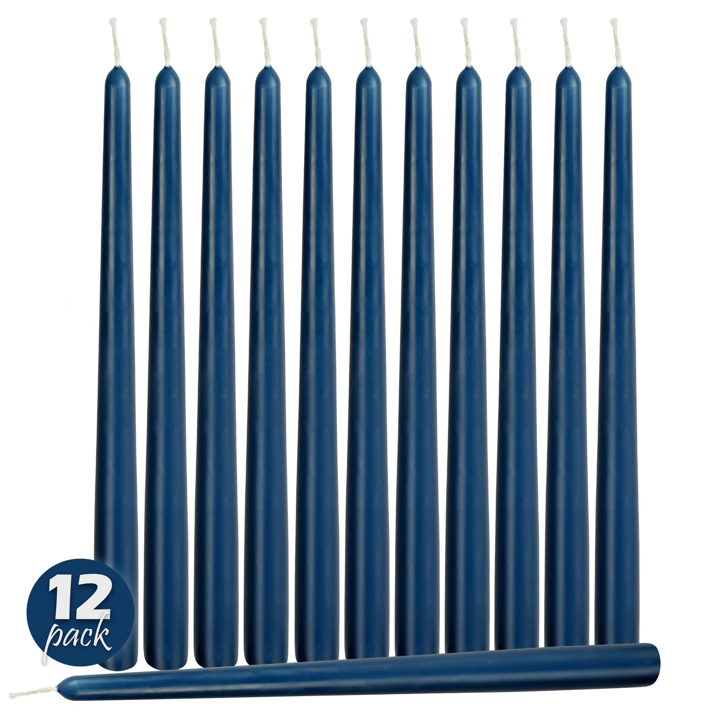 Hyoola 12 Pack Tall Taper Candles - 12 Inch Midnight Blue Dripless, Unscented Dinner Candle - Paraffin Wax with Cotton Wicks - 10 Hour Burn Time