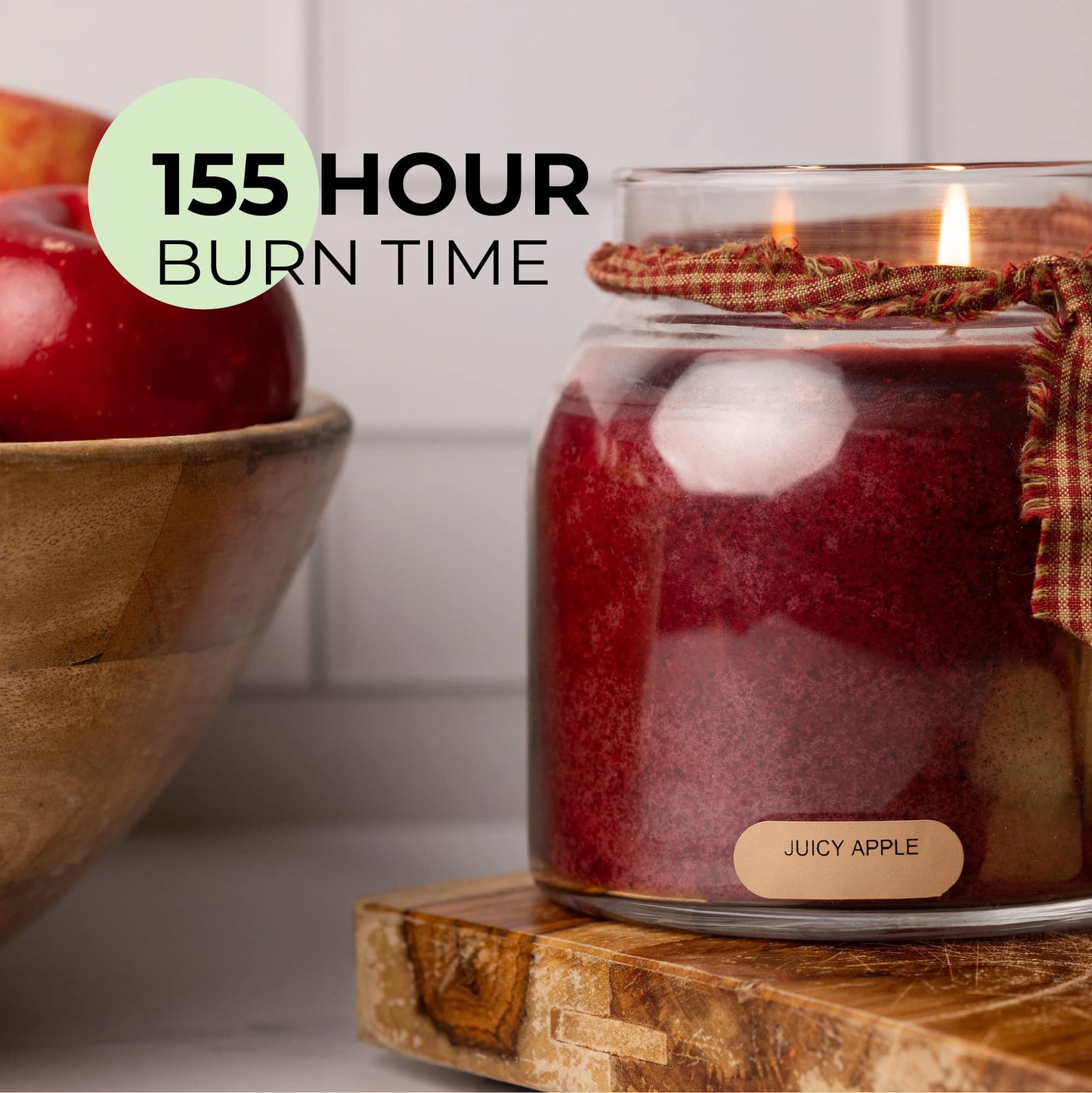 A Cheerful Giver - Juicy Apple - 34oz Papa Scented Candle Jar with Lid - Keepers of the Light - 155 Hours of Burn Time, Gift for Women, Red