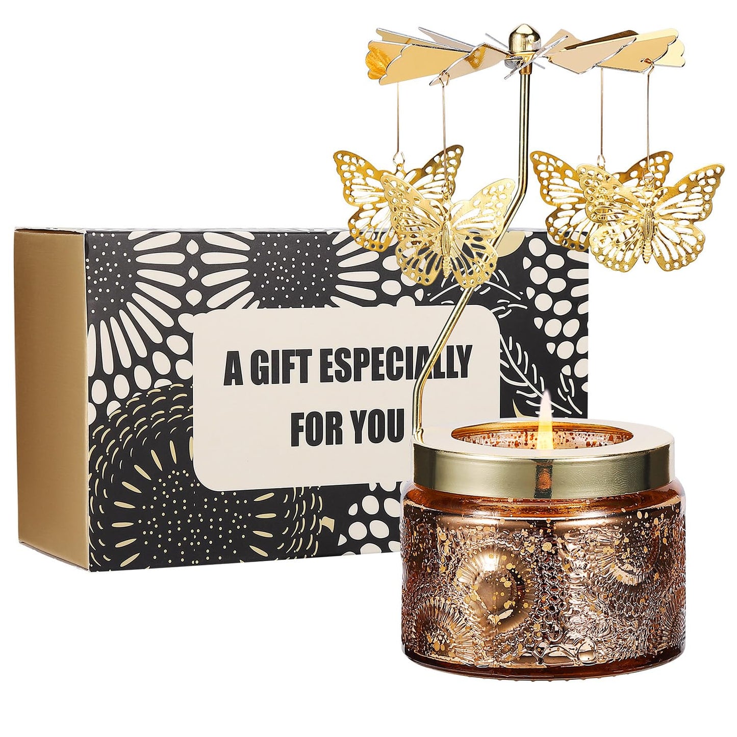 Candle Gifts for Women, Birthday Gifts for Mom Daughter Sister Wife, Unique Butterfly Gift for Friends Women, Rotatable Scented Candles Gift for Christmas Anniversary Mothers Day (Butterfly)