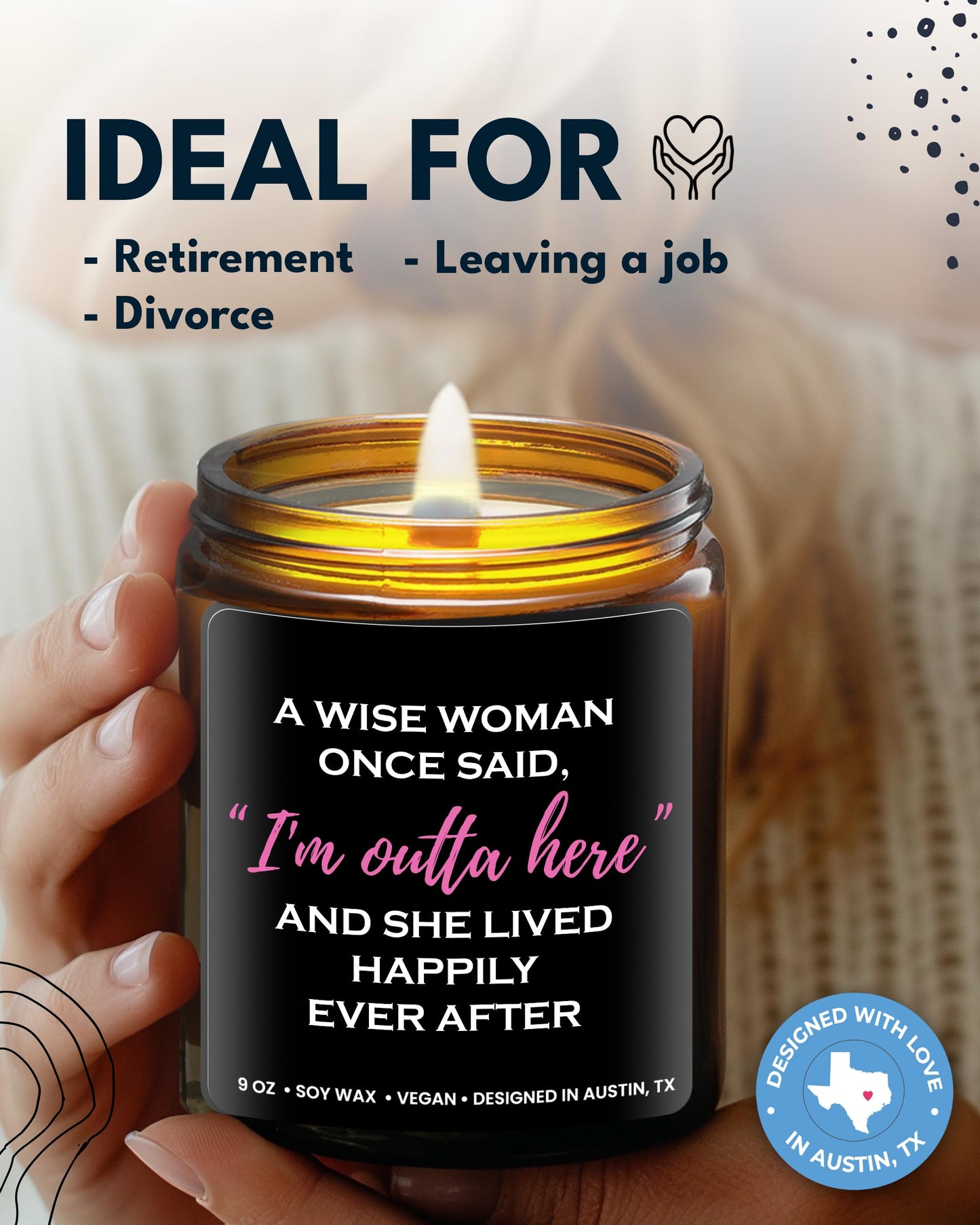 Funny Divorce Candle, Cool Retirement and Divorce Gifts for Women, Best Gift for Women, Unique Farewell Presents for Colleagues Coworker Teacher, Happy Retirement Ideas for Her