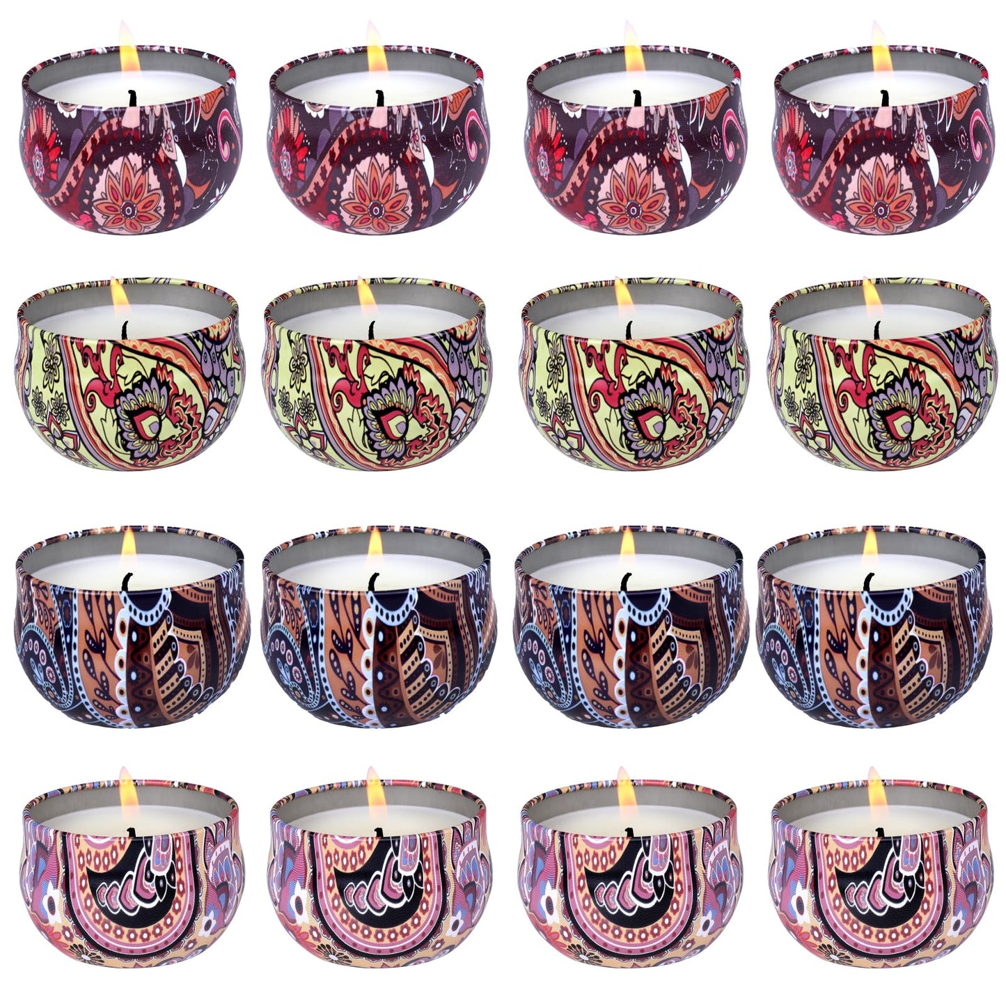 KNOURT 16 Pack Scented Candles Gift Set, Natural Soy Wax Travel Tin Candles for Home Scented, Ideal for Christmas, Birthday, Thanksgiving, Valentines Day Gifts