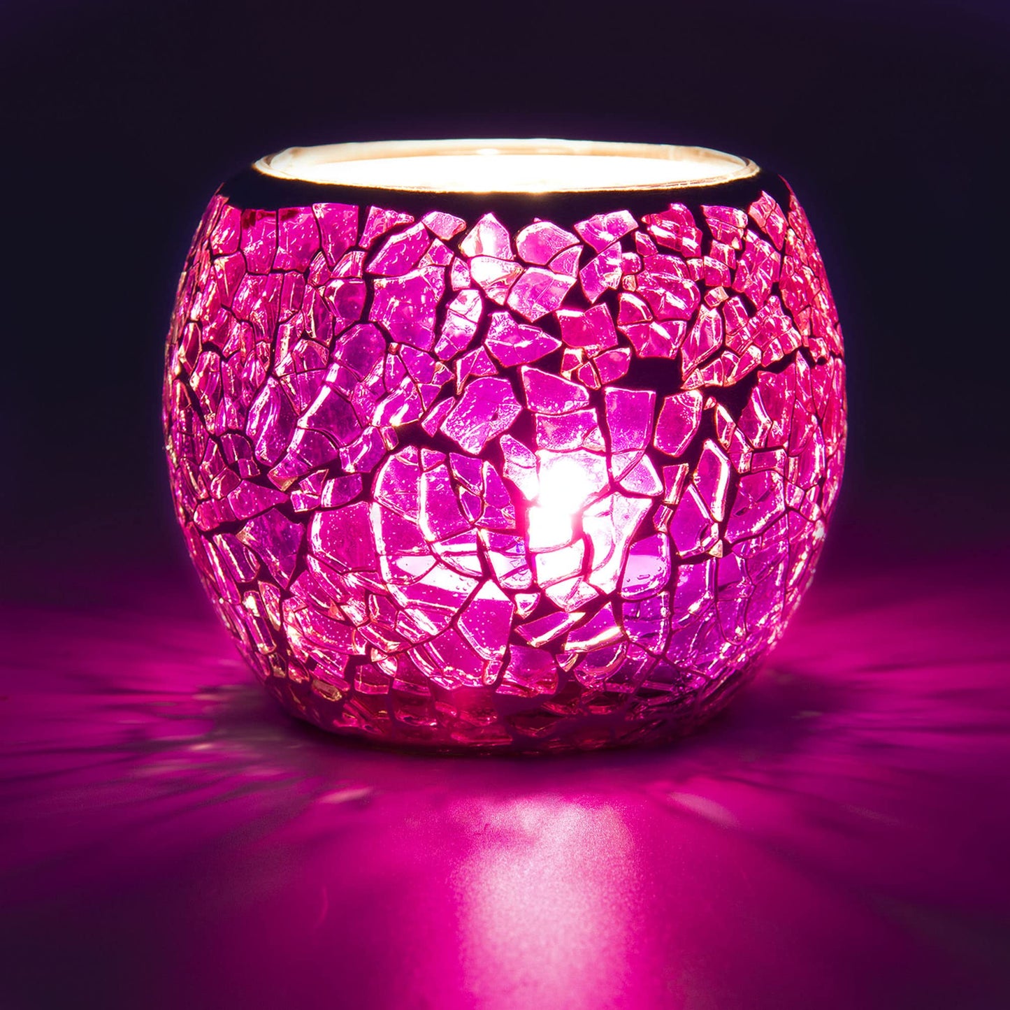 Rancco Glass Votive Candle Holder for Tealight, Romantic Mosaic Cracked Candle Holder, Candle Lamp Aromatherapy Candlescape Bowl for Valentine's Thanksgiving, Christmas Table Centerpiece, Party Decor