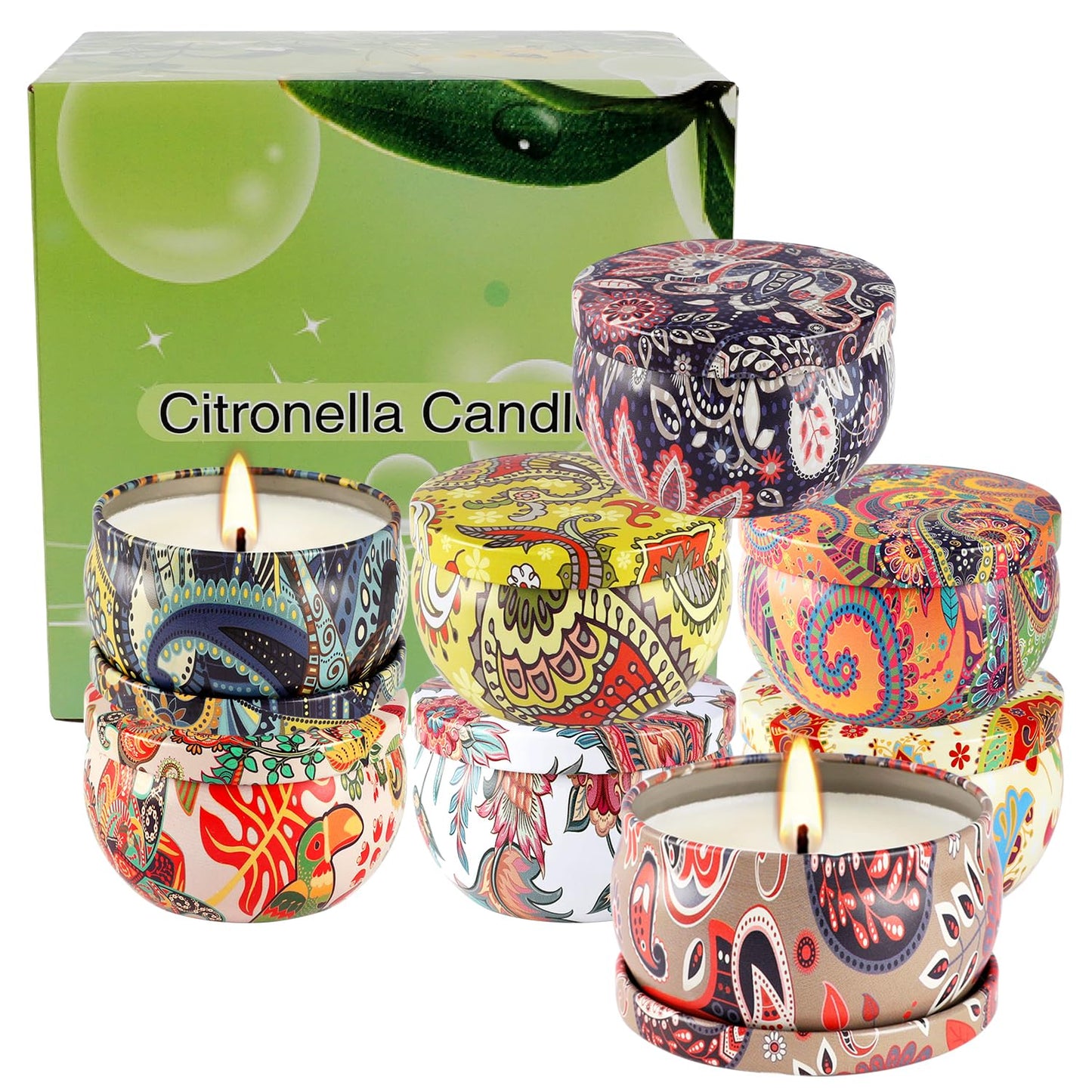 8x2.5oz Citronella Scented Candles,Indoor&Outdoor Natural Soy Wax jar Candles Set for Home Decor,Patio Garden Backyard Camping Summer