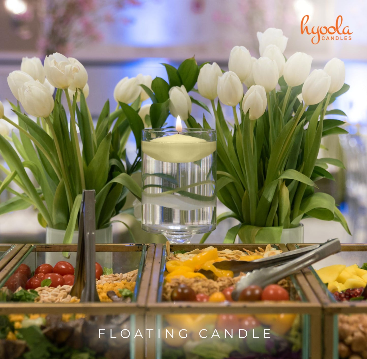 HYOOLA Premium Ivory Floating Candles 1.75 Inch - 3 Hour - 20 Pack - European Made