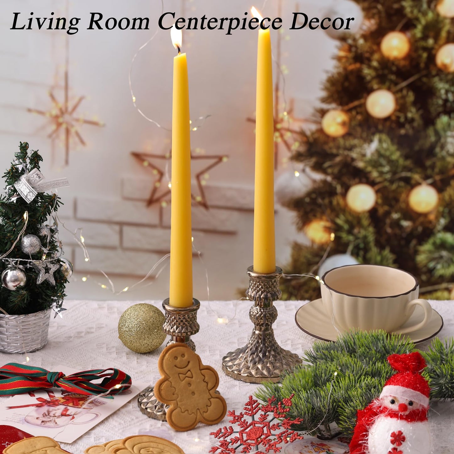 8 Pack Pure Beeswax Taper Candles, 10 Inch Beeswax Tall Candles 10Hours Long Burn - Smokeless & Dripless Candlesticks for Light, Dinner, Table Centerpieces, Home Decor