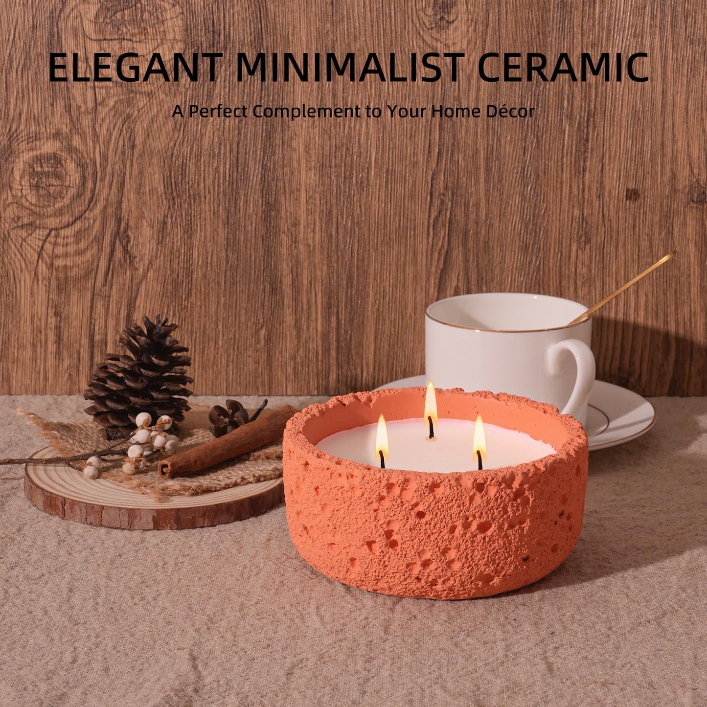 Viyffo 20oz Large Scented Candle – Vanilla Dreamscape & Pumpkin Spice, 3 Wick Non Toxic Soy Candles for Women, Warm Orange Ceramic Jar, Luxury Home Fragrance, Elegant Décor & Premium Gift