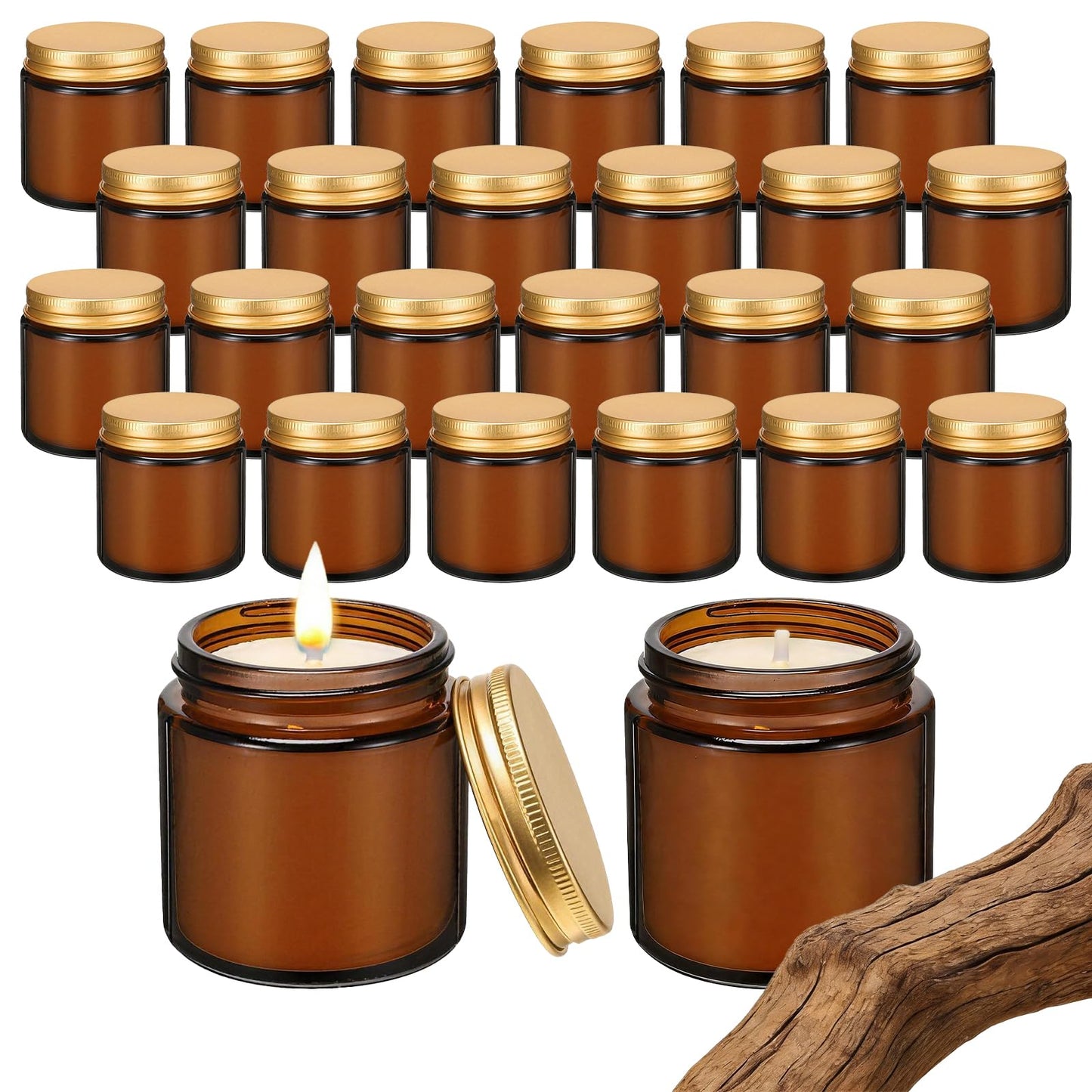 Trxvxo 24 Pcs 4 Oz Mini Soy Wax Candles, Mahogany & Teakwood Scented Aromatherapy Candles Bulk Set, Stress Relief Relaxation Candle, Ideal for Wedding Birthday Party Favors, Gifts and Home Decor