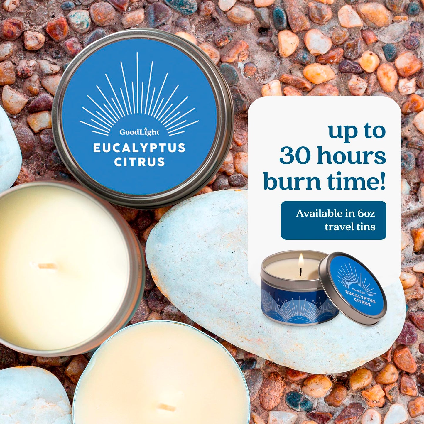 GoodLight Paraffin-Free Scented Candle in Stylish Tin (Eucalyptus Citrus, 6 oz)