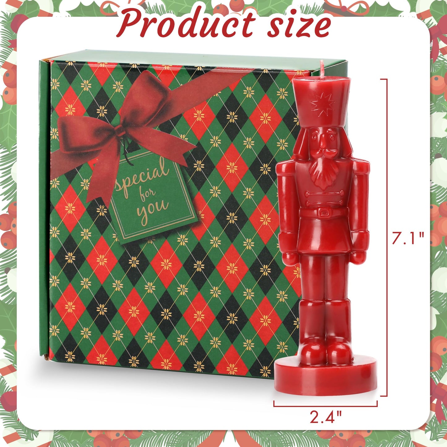 Nutcracker Candle,Nutcracker Soldier Pillar Candles,Gifts for Boys Girls,Women,Nucracker Decor Unscented Candle,Soy Wax,Christmas Holiday Home Decor,2 Pcs
