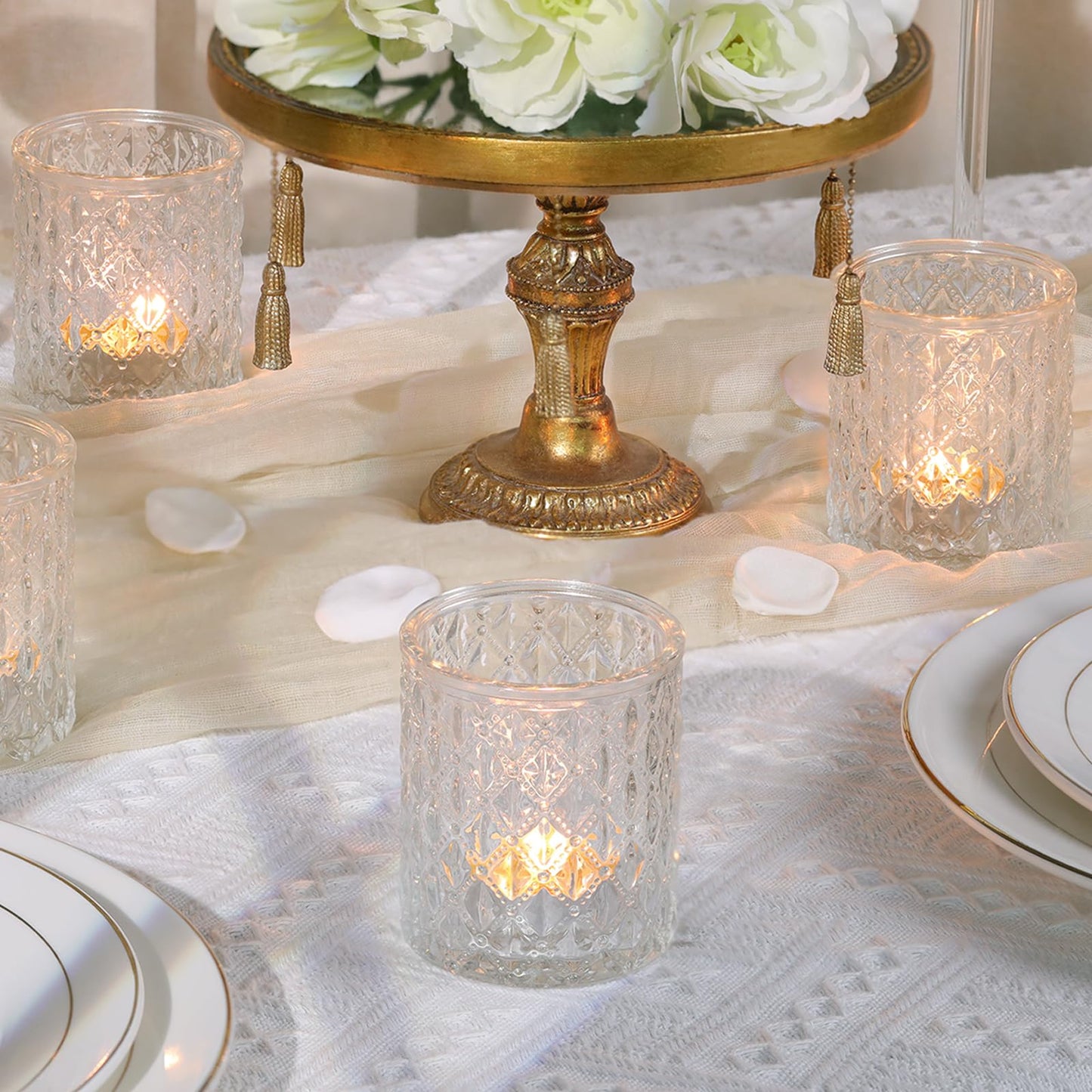 MATAHUM 12 Pcs Large Votive Candle Holders 2.8 * 3.2 inch Clear Tea Light Candle Holders Glass Candle Holder for Bridal Shower, Wedding, Table Centerpiece, Party, Home Decor