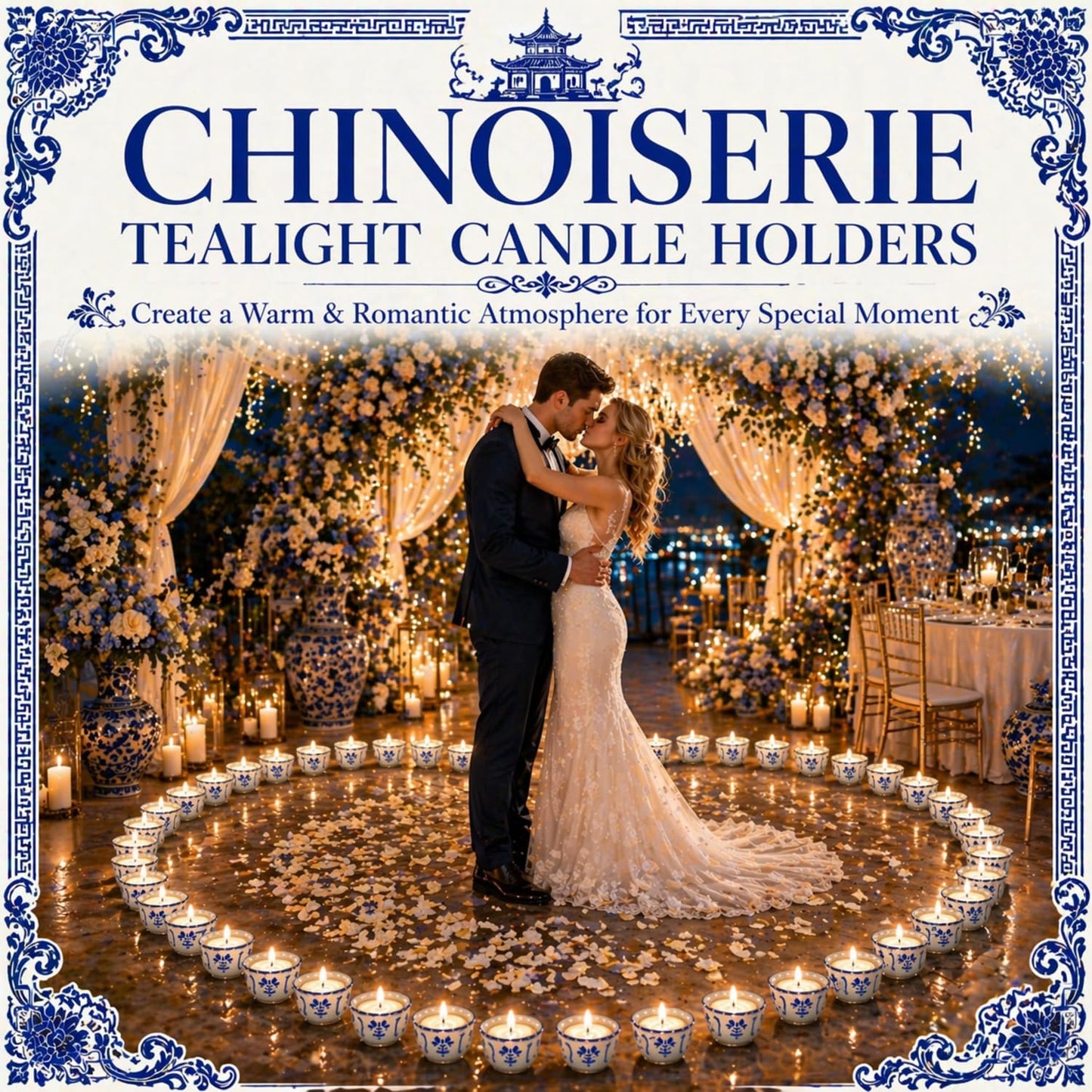 Teenyyou 20 Pcs Tealight Candle Holders Bulk Blue and White Votive Candle Holders Chinoiserie Ceramic Gifts for Wedding Table Centerpiece Decor