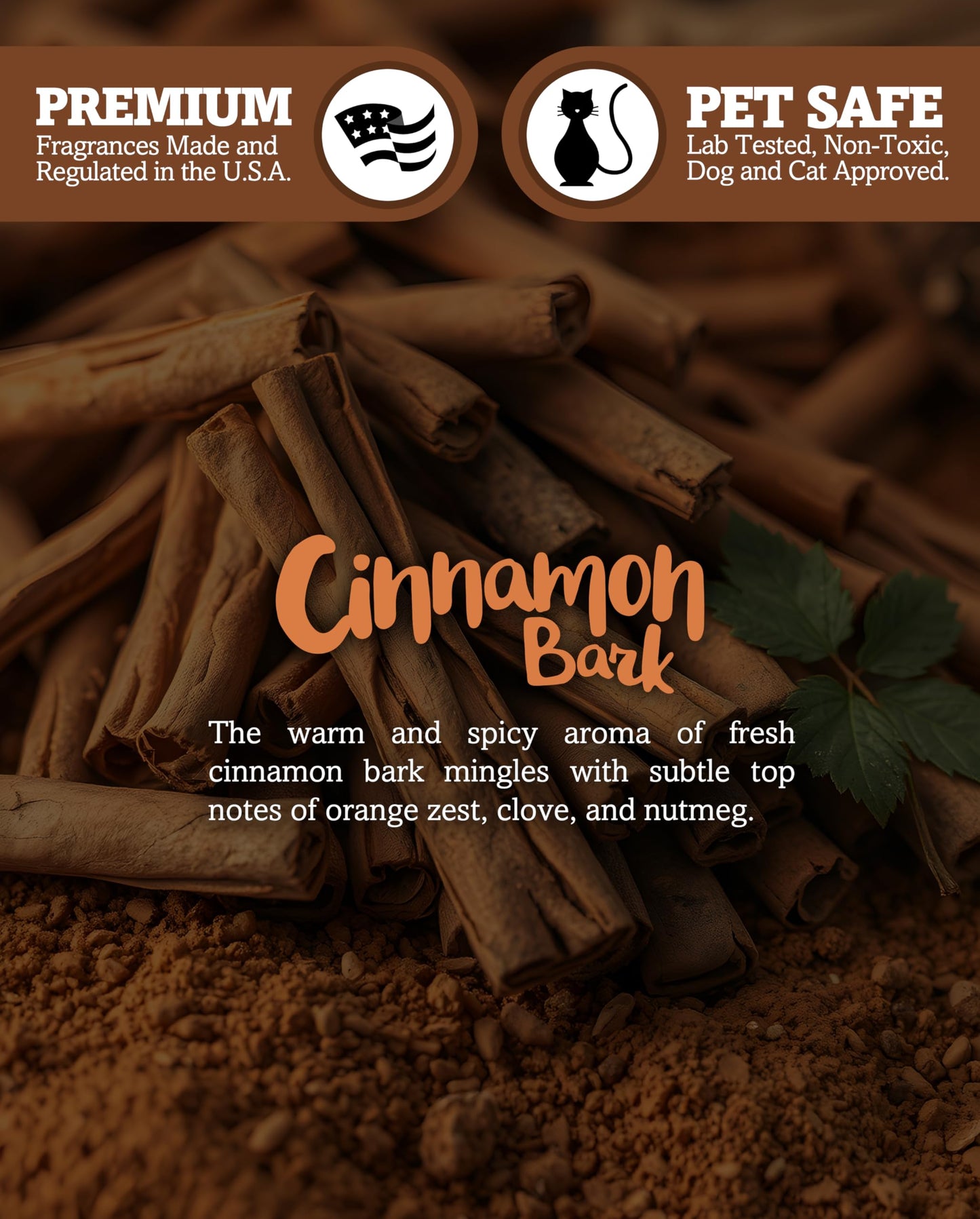 Cinnamon Bark Highly Scented Natural 3 Wick Candle, Essential Fragrance Oils, 100% Soy, Phthalate & Paraben Free, Clean Burning, 14.5 Oz.