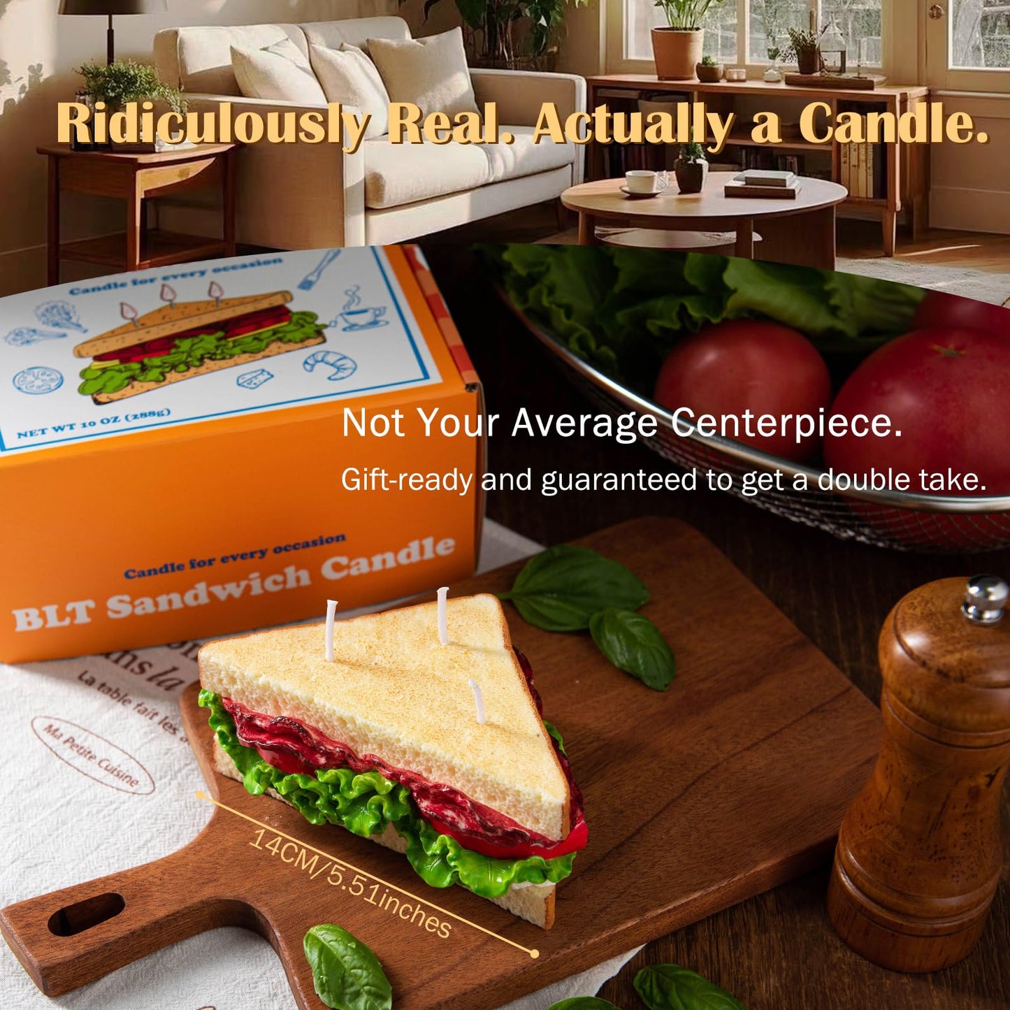 BLT Sandwich Realistic Food Scented Vegetable Wax Candle
