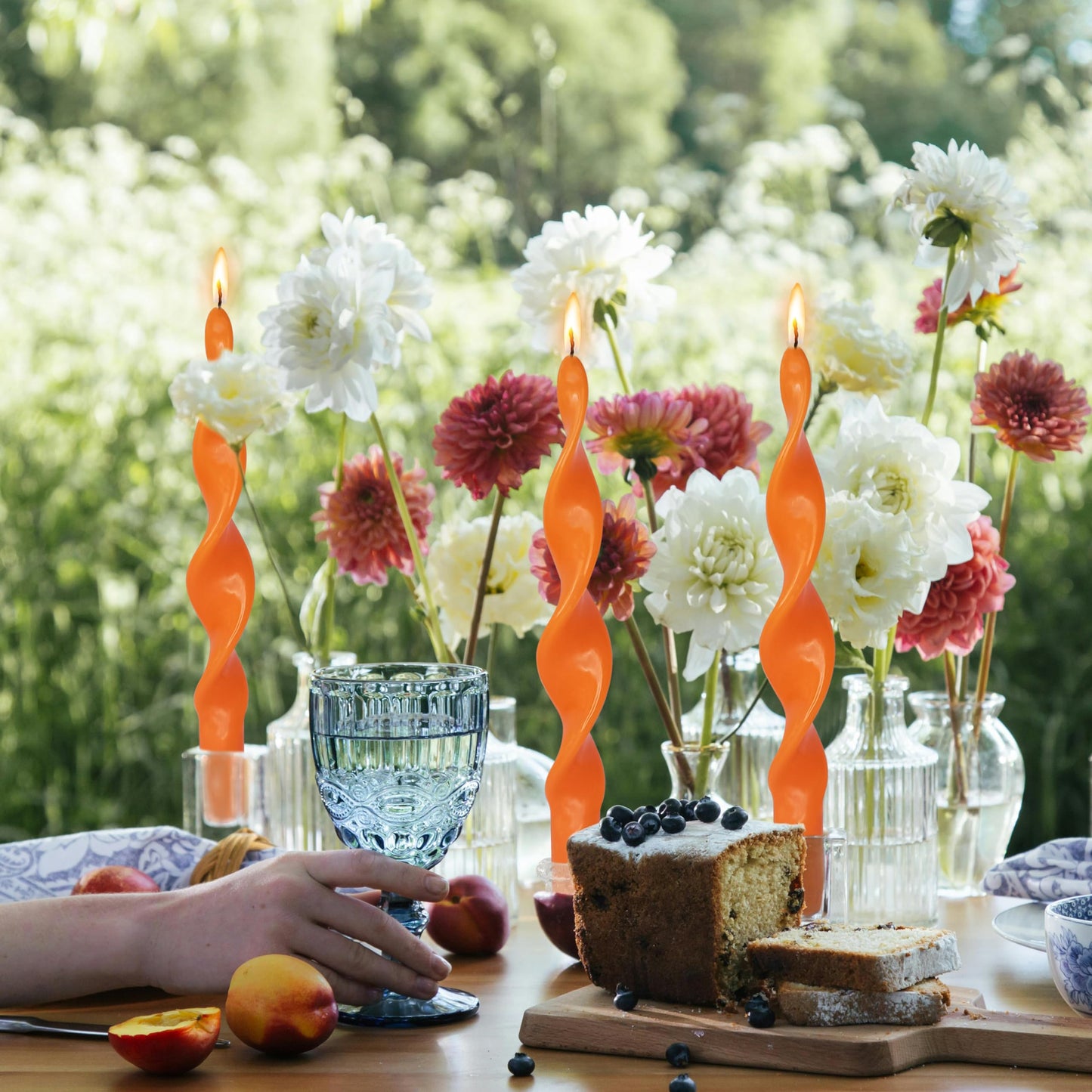 Smokeless Orange Spiral Taper Candle Unscented Taper Candlesticks Handmade 10 Inch Long Twisted Candles for Wedding Home Decor Women Gift