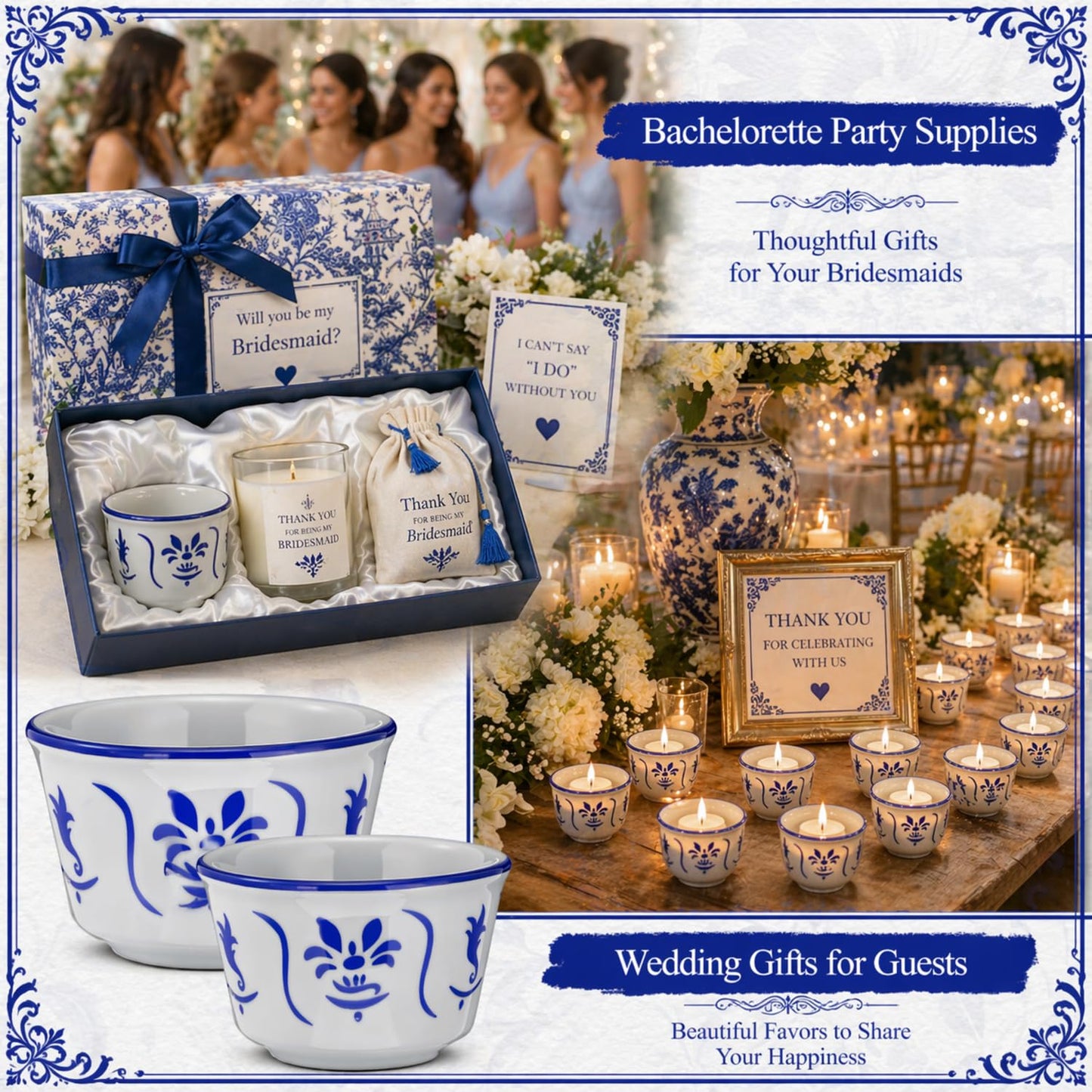 Teenyyou 20 Pcs Tealight Candle Holders Bulk Blue and White Votive Candle Holders Chinoiserie Ceramic Gifts for Wedding Table Centerpiece Decor