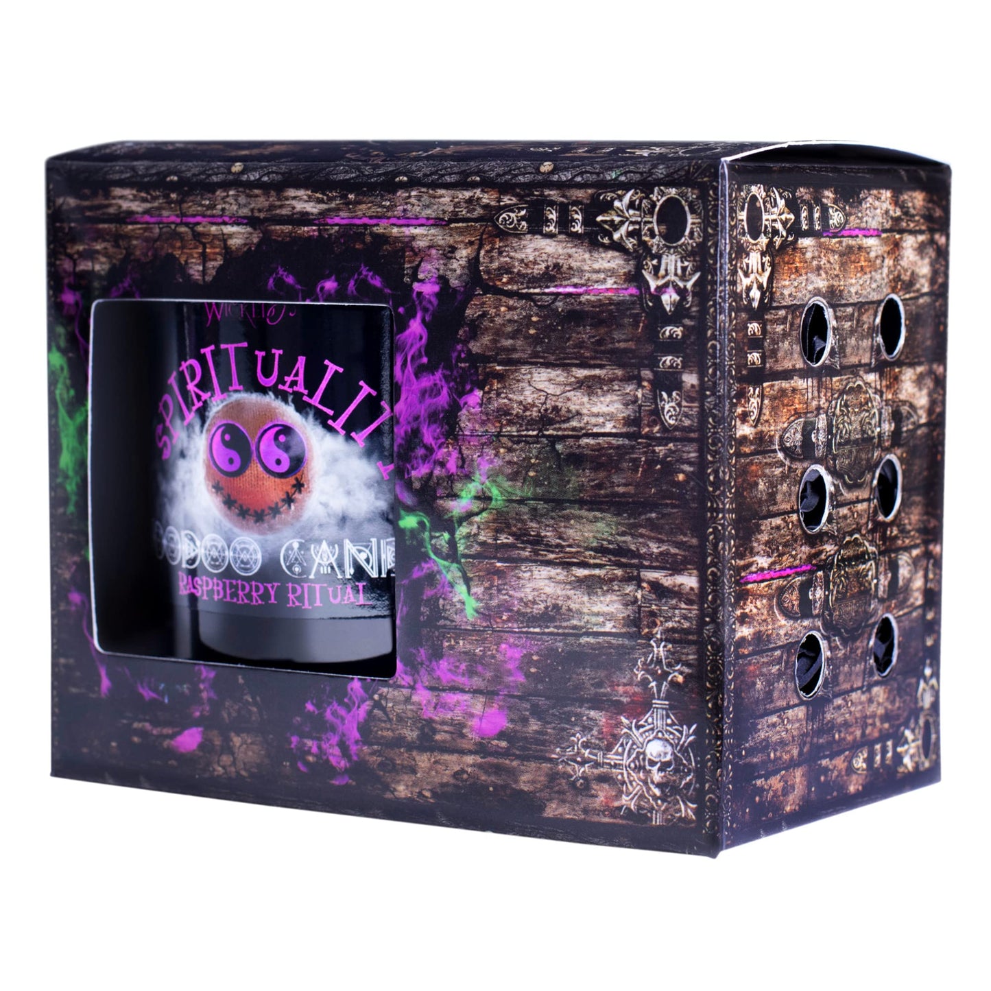 Naturally Wicked Voodoo Spirituality Candle Set - Inc. Voodoo Doll, Crystal, Wood Wick, Raspberry Ritual Scent & Gift Box