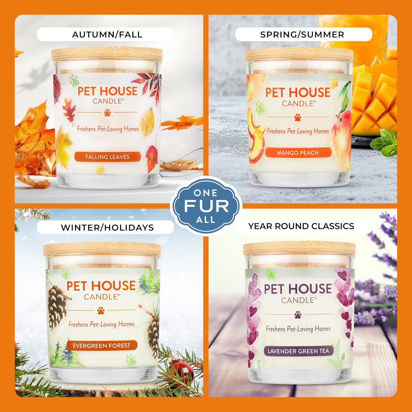 Pet House Candles, Long Lasting, Air Freshening, Pina Colada Scented Candle for Pet Odor, 60 Hour Burn Time 9 OZ