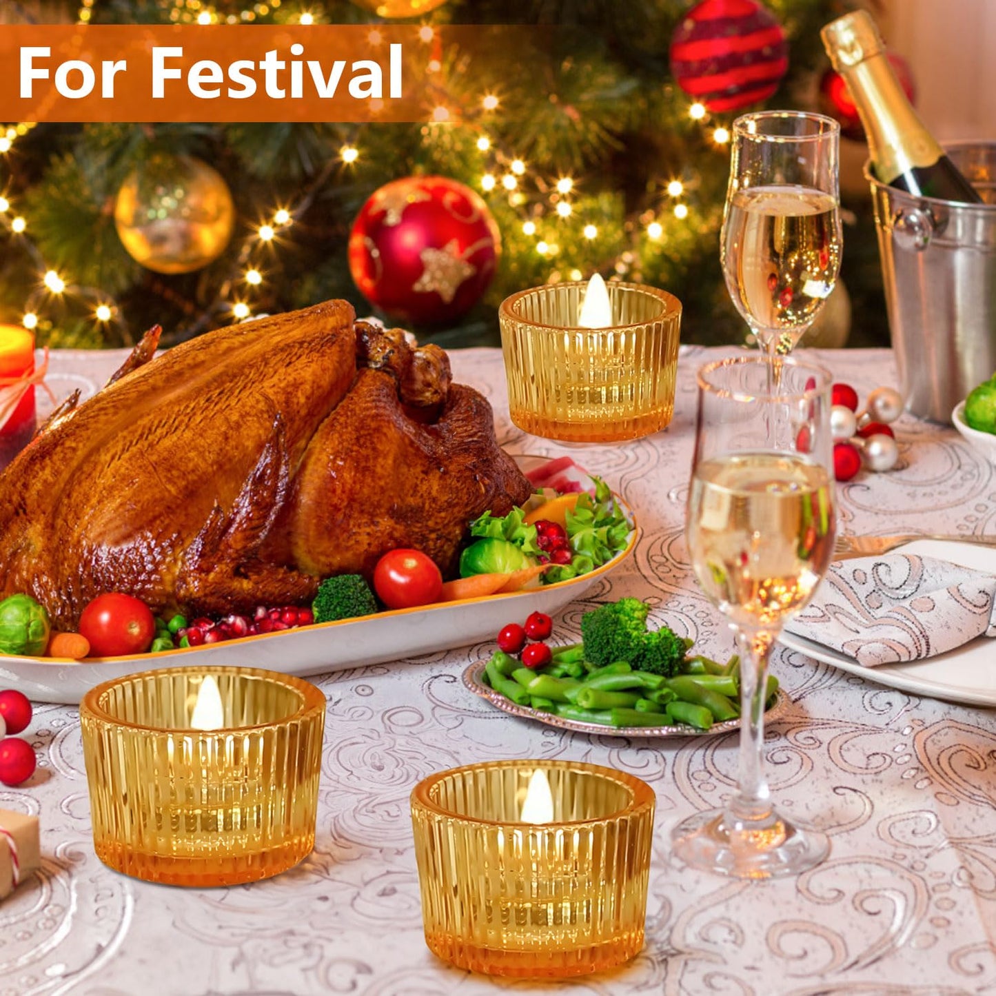 JOYIT Gold Votive Candle Holders Bulk Set of 12, Tealight Candle Holder for Wedding Table Centerpiece, Glass Small Candle Holders for Birthday Party, Valentine's Day, Home Decor (2''X 1.4'')