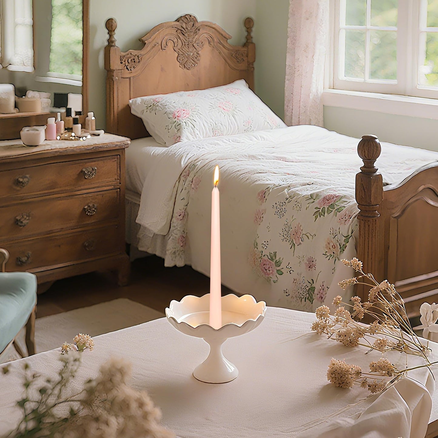 8 Pack 10 Inch Pink Champagne Taper Candles Long Burning Time Dripless Candles for Dinner Home Decor Wedding Parties and Celebrations
