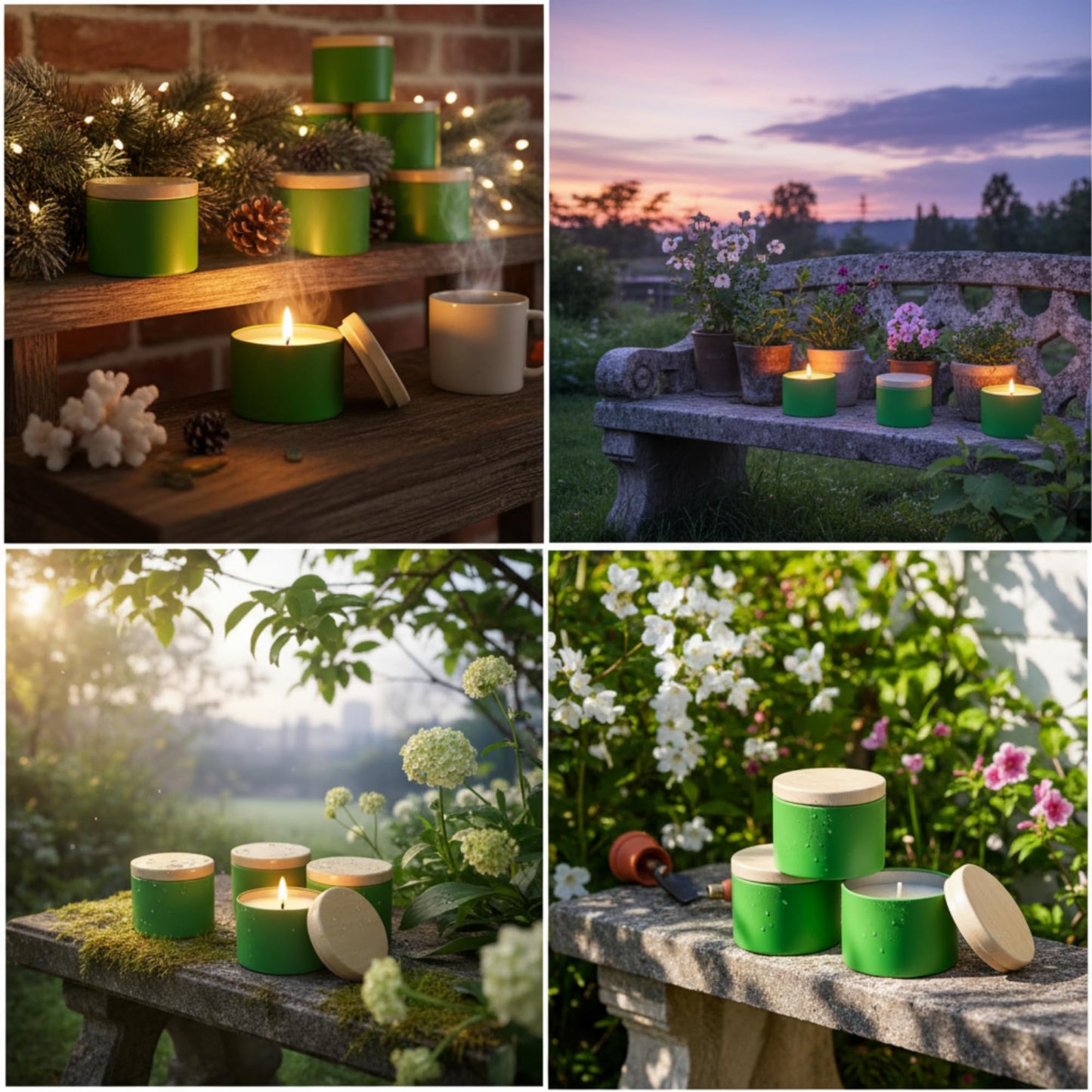 Honeydak 36 Pcs 4oz Green Candle Jars Bulk Candle Tins Small Empty Containers with Metal Wood Grain Printing Lids for Making DIY Jars Storage Wedding Gifts