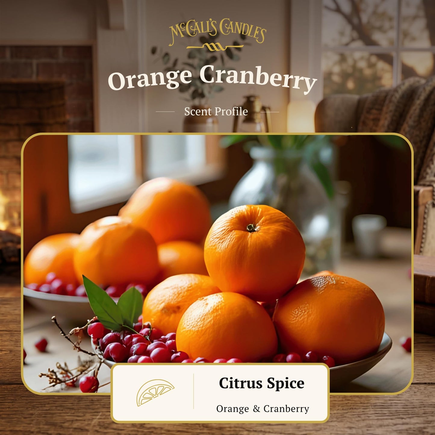 McCall’s Candles | Orange Cranberry | 16 oz Scented Candle | USA-Poured | Vintage Rustic Jar with Carrying Handle | Bright Holiday-Inspired Fragrance