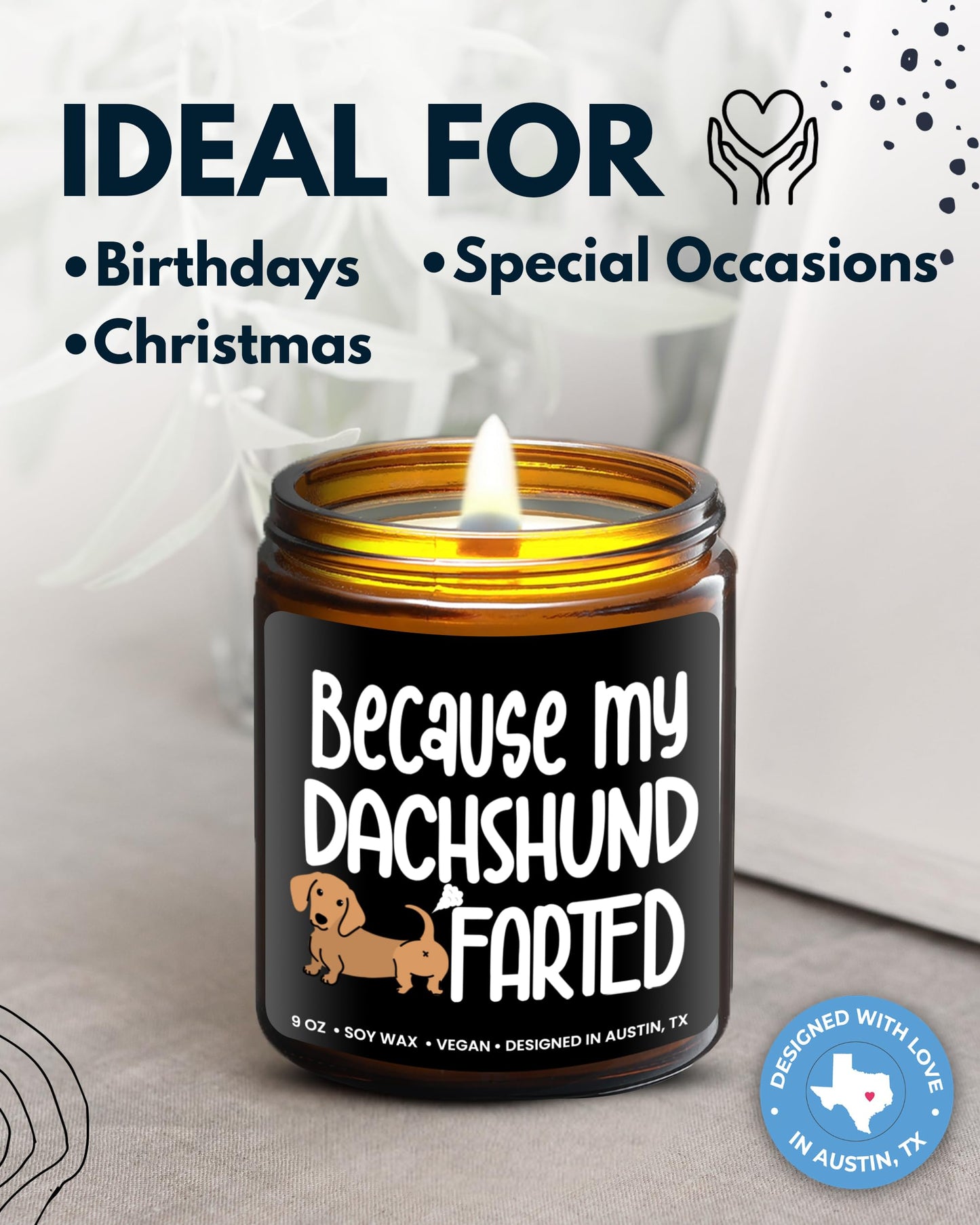 Funny Dachshund Candle, Dachshund Gifts for Women and Men, Unique Funny Pet-Themed Gift Ideas, Best Present for Pet Lovers, Perfect Presents for Dog Mom & Dog Dad, Birthday, Christmas, Gift-Ready