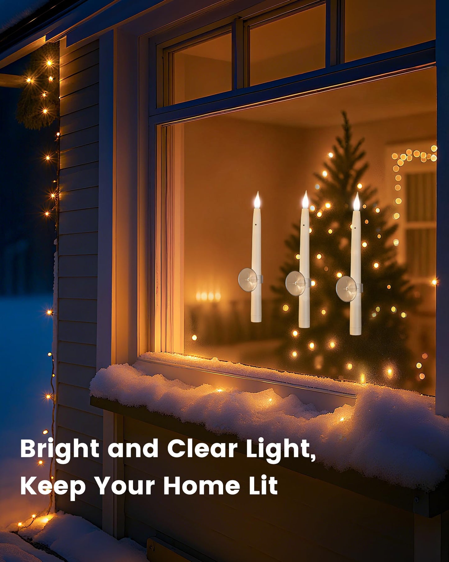 SURAIELEC 10.5'' Battery Window Candles with Suction Cups, Dusk-to-Dawn Christmas Window Candles, 5000K Cool White, Flameless LED Candle for Windows, 6 Pack (Rechargeable Battery Not Compatible)