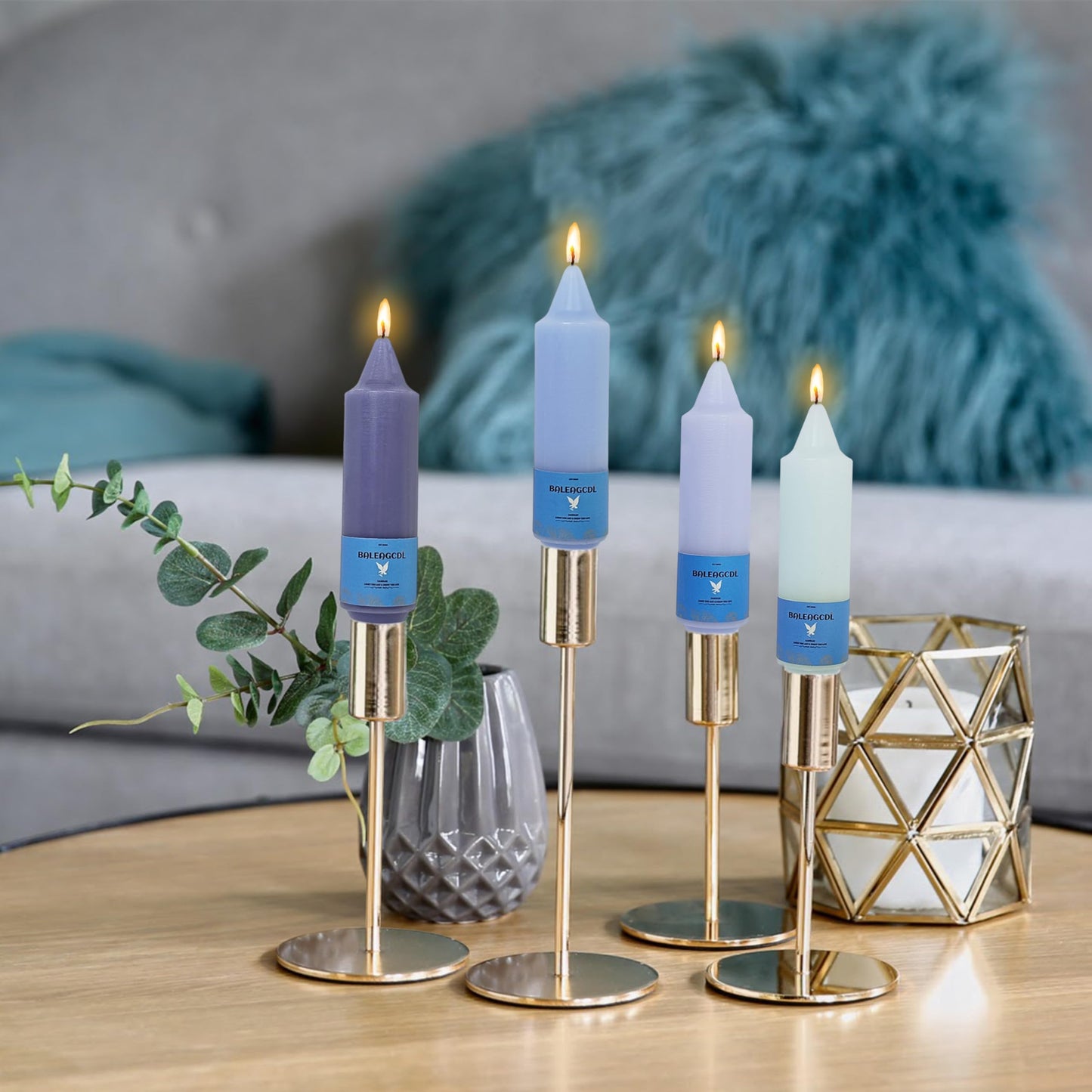 Handmade Unscented Twisted Gradient Blue Taper Candles - Long - Lasting, Smokeless, Elegant Candlesticks, 5 - Inch for Home Décor, Weddings, Festive Seasons