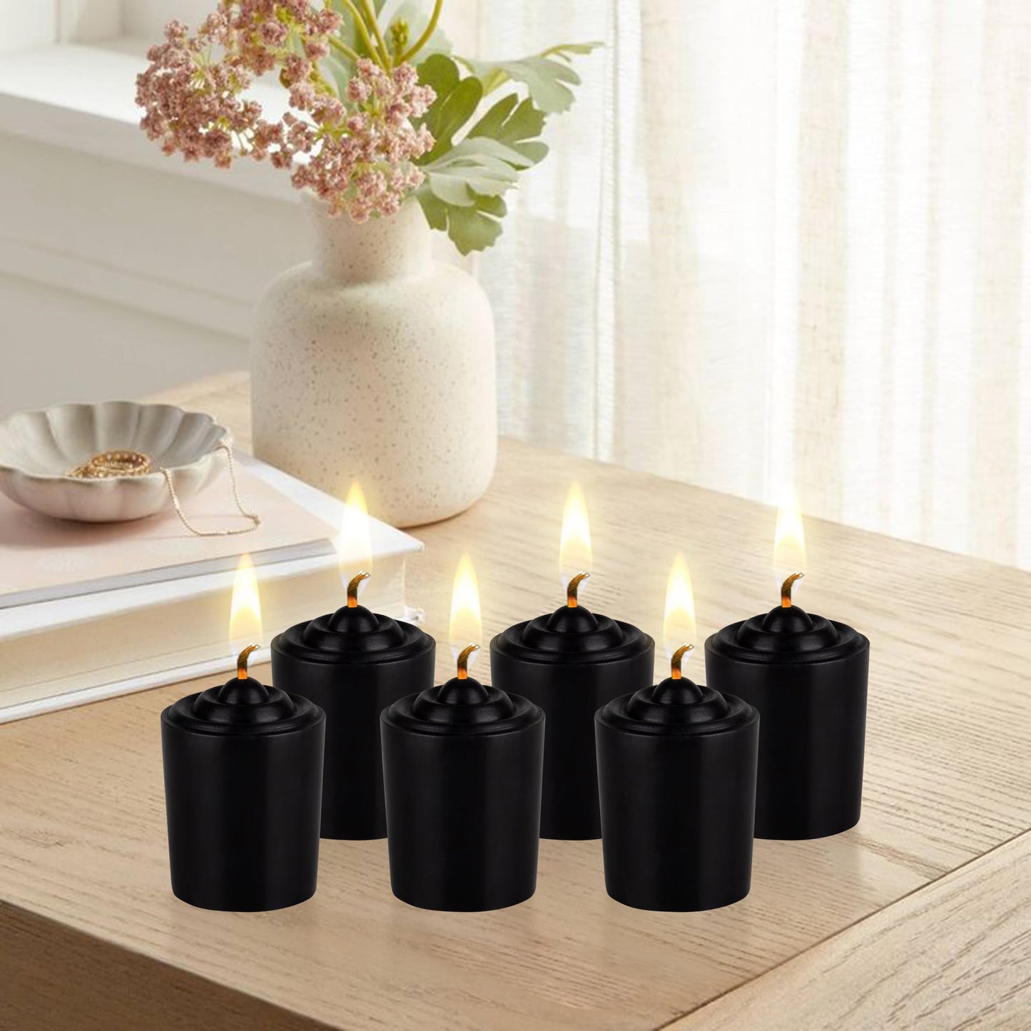 Black Unscented 15 Hours Votive Candles Pack of 12