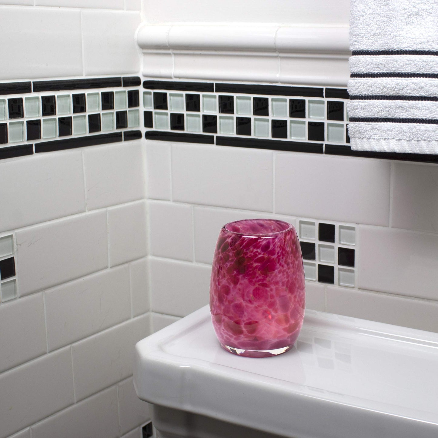 Totally Blown Glassworks Votive Candle Holder, Tea-Light, Handmade Blown Glass, Accent Vase, Centerpiece, Home Decor, Artist Dehanna Jones, Seattle, WA. (Pretty in Pink)