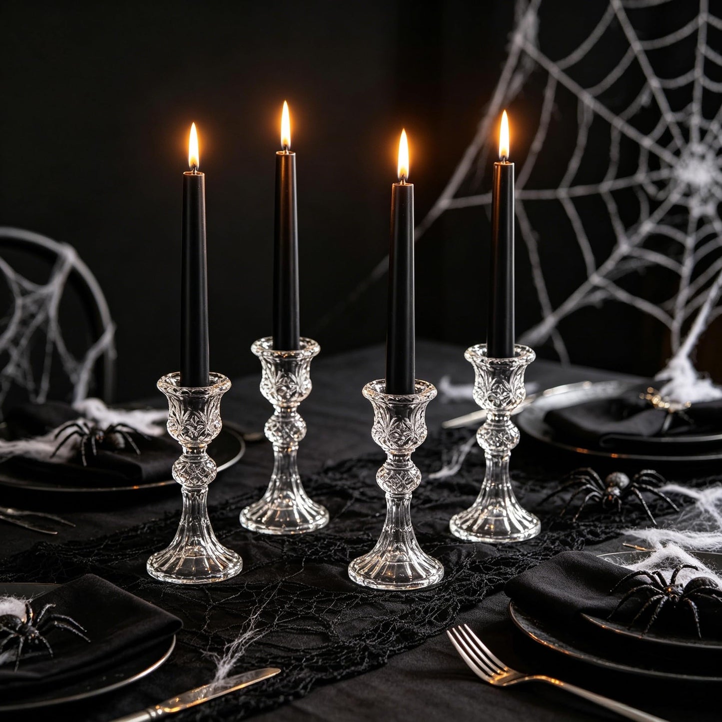 20-Pack Black Taper Candles Unscented, 10 Inch Tall Dinner Table Candlesticks for Halloween Gothic Centerpieces, Bulk Tapered Candles Long Burning Smokeless Dripless, Decorative Candle for Home Decor