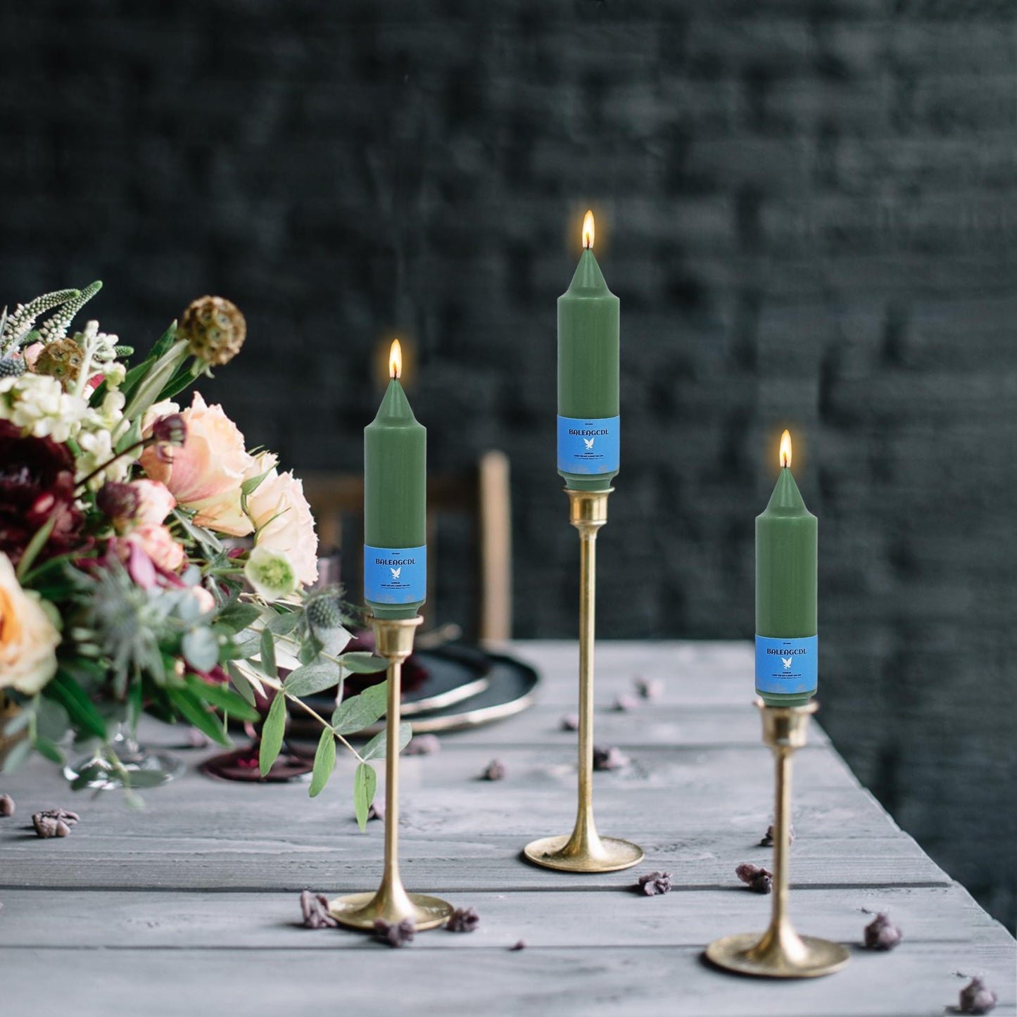 Handmade Unscented Taper Candles Long Lasting Twisted Dark Green Taper Candlesticks 5 Inch Flameless Smokeless Design Elegant for Home Decor Weddings Festive Seasons