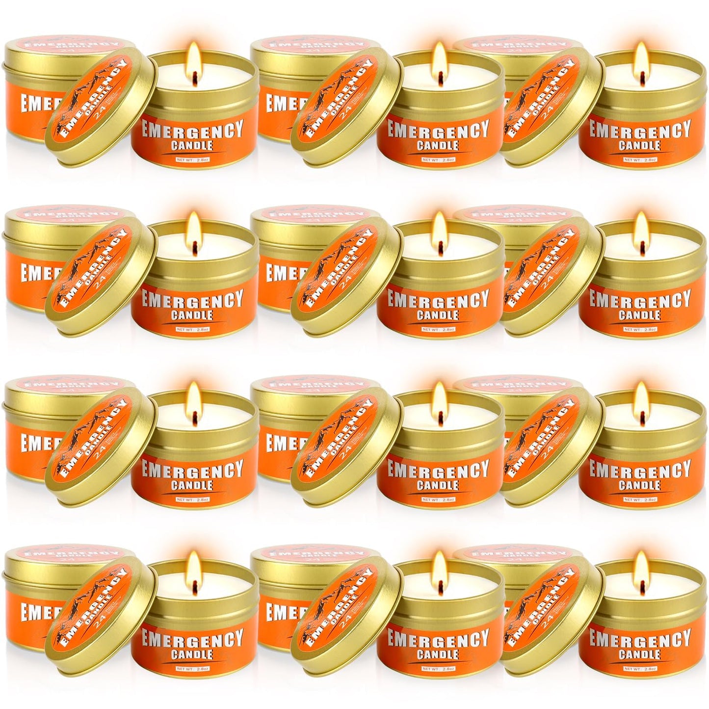 CAKETYCG 24+Hour Candle Set 24 Pack 2.8oz, Emergency Candles for Power Outages, Mountain Climbing, Wild and Camping Use. Portable and Tabletop Design, Bulk Emergency Candle Supplies.