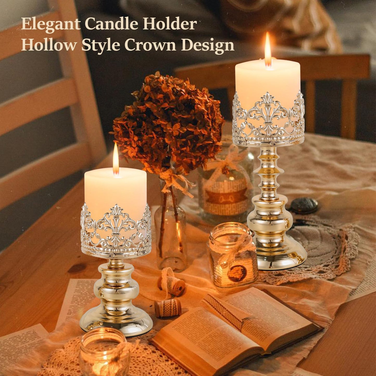 Metal Candle Holder Iron Candle Holder Candle Holder with Openwork Pattern Elegant Candle Holder Easy to Maintain and Clean Candle Holder Matchable Candle Holder Suitable for Party Dining Rooms