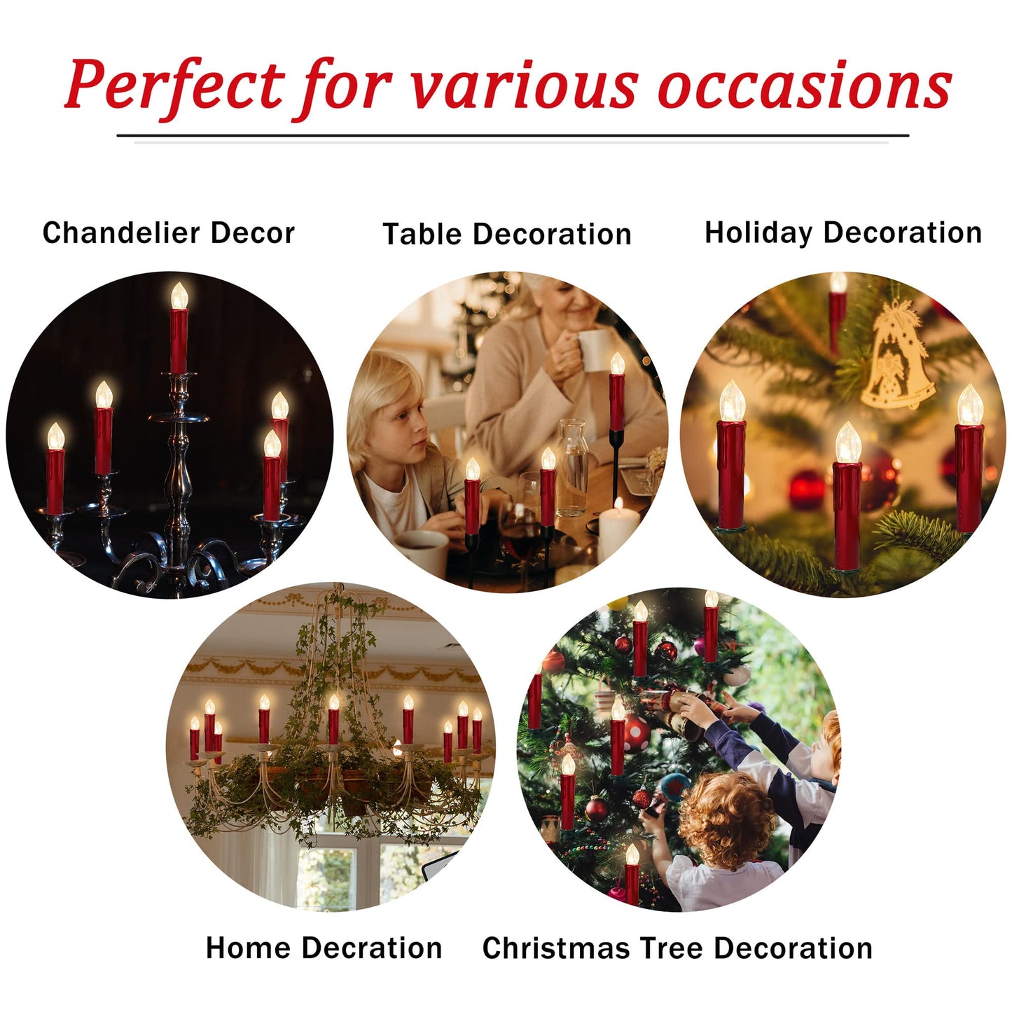 Gedengni Flameless LED Taper Candles with Clips, 4” Battery Operated Window Candles with Remote Timer Mini LED Chandelier Candlesticks for Home Decor Wedding Church Party & Tree Lighting,10 Pack,RED