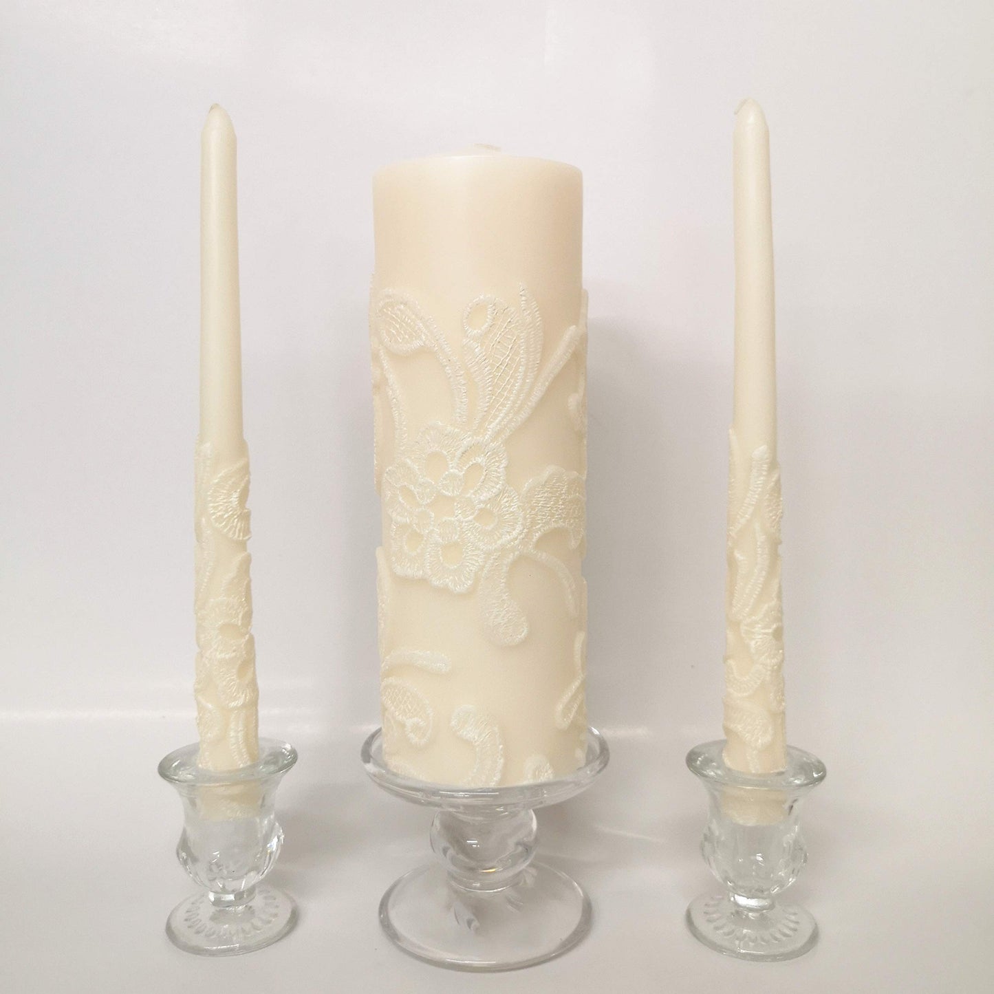 Hosley Gold Metal Unity Candle and Holder Set for Wedding, 11.50 Inch High Cream Wedding Unity Candle Set Includes 1 Pillar and 2 Taper Candles