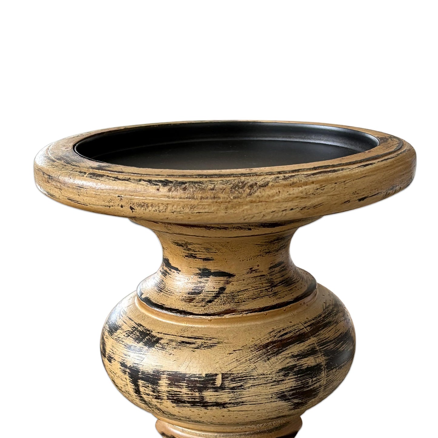 SOFE Antique Wood Pillar Candle Holders, Rustic Farmhouse Large Candle Holder, Wide Pedestal Candle Holders, Perfect for Dining Room, Living Room, Coffee Table Decorative