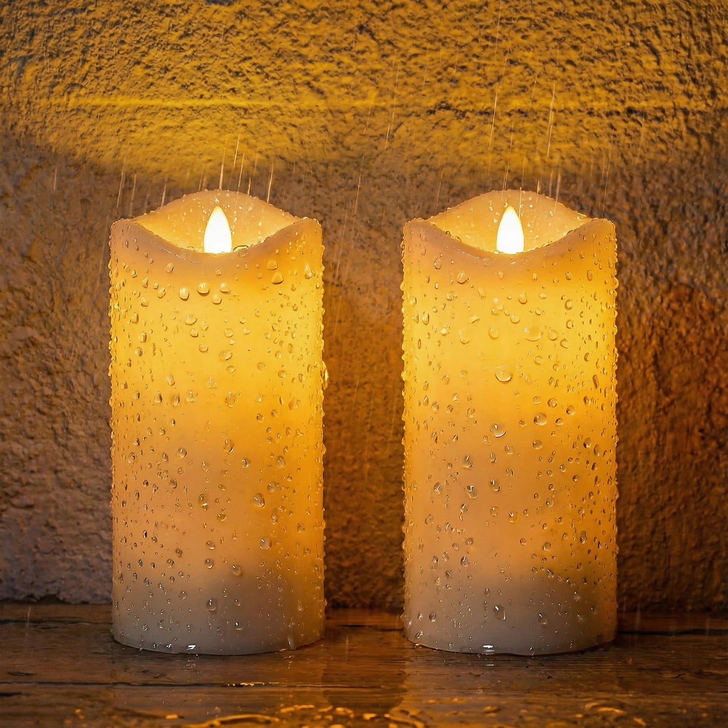 Large Solar Candle Lights Outdoor,Flameless Pillar IP65 Waterproof White Fake Candle,Dusk to Dawn,Solar Powered LED Candles for Patio Yard Deck Window Decor,Mothers Day Gifts,3"x6",Set of 2