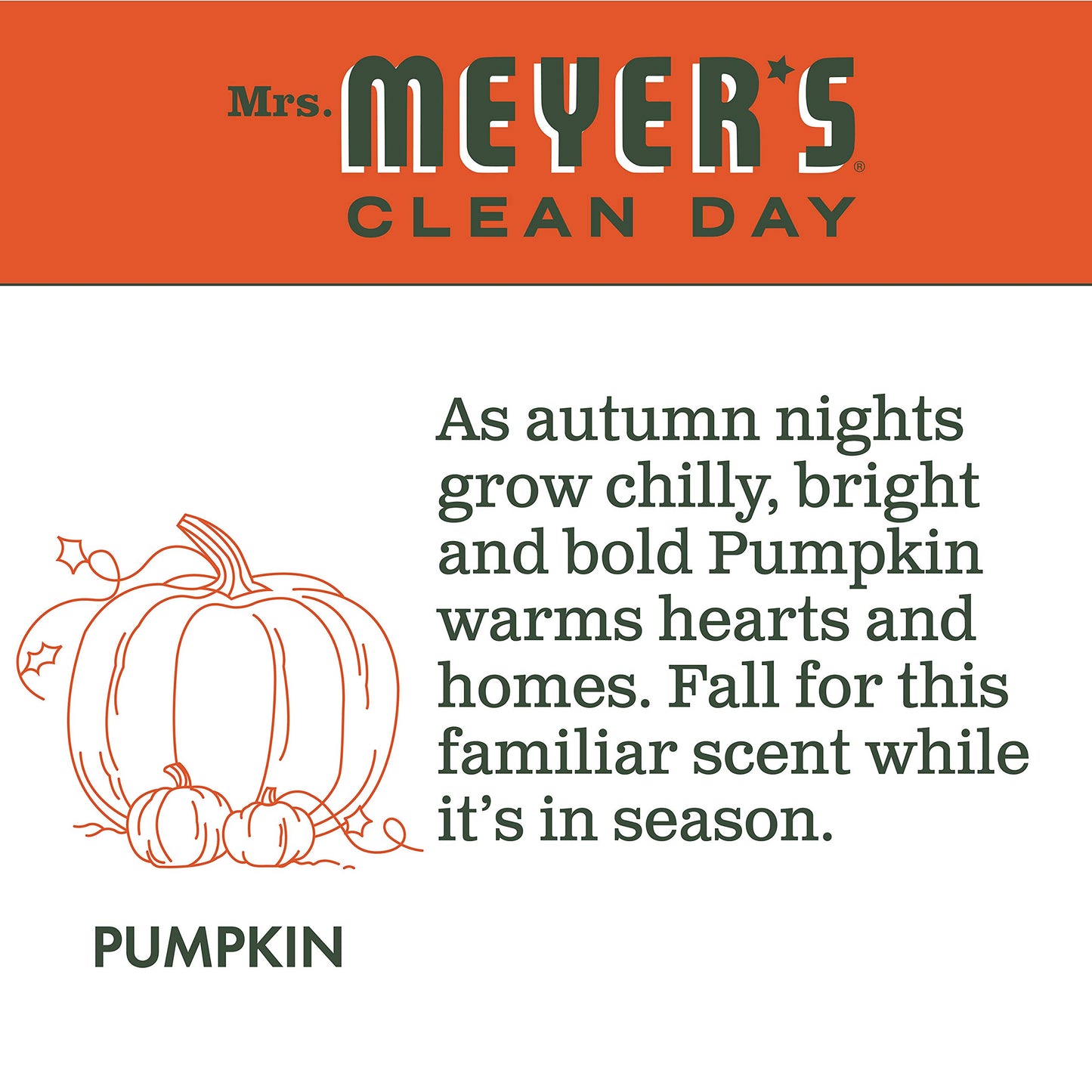 MRS. MEYER'S CLEAN DAY Soy Aromatherapy Candle, 25 Hour Burn Time, Made with Soy Wax and Essential Oils, Pumpkin, 4.9 oz