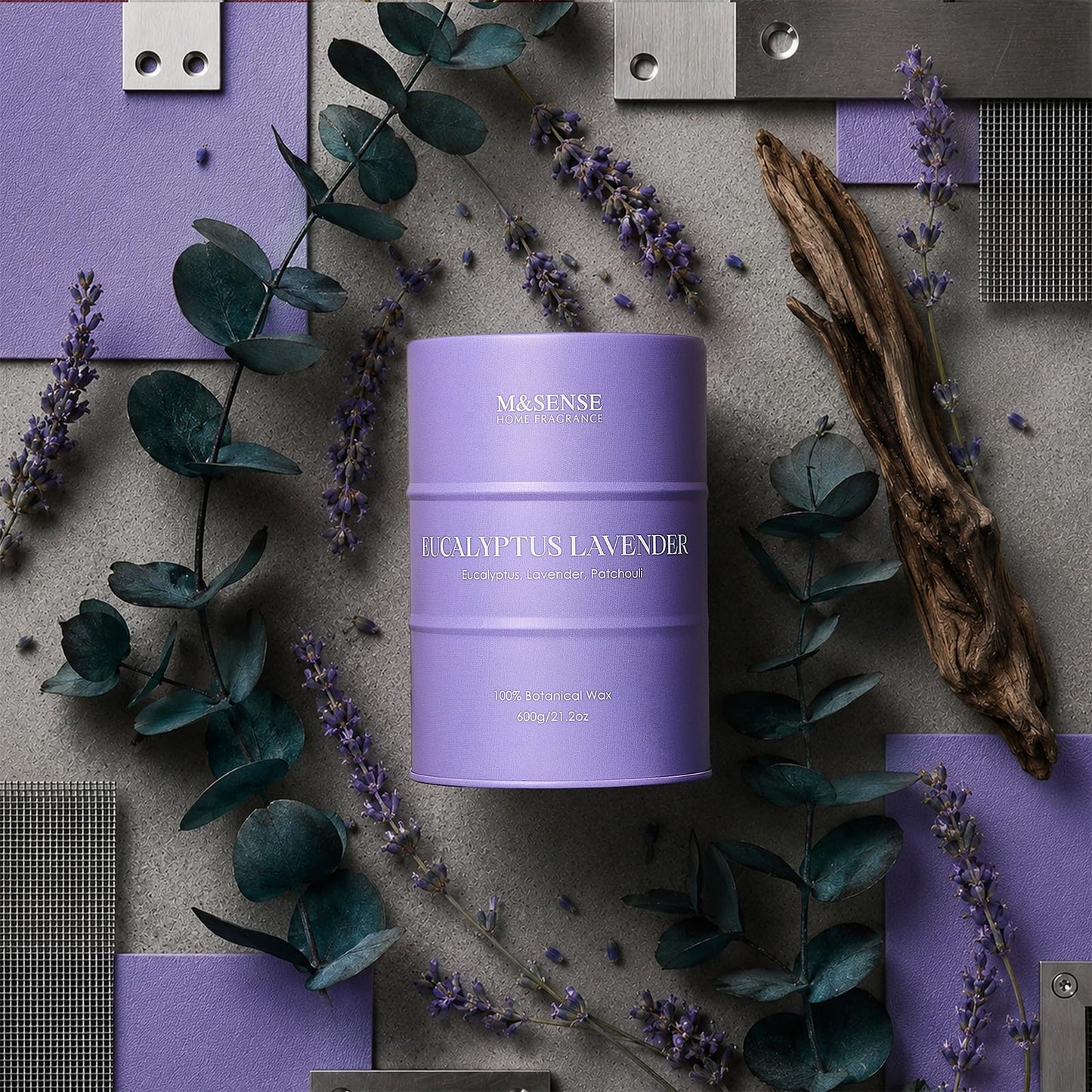 M&SENSE Eucalyptus Lavender Scented Candles Large, Natural Soy Candles 21.2oz 120 Hour Slow Burning,Aromatherapy Candle for Stress Relief Meditation Relaxing