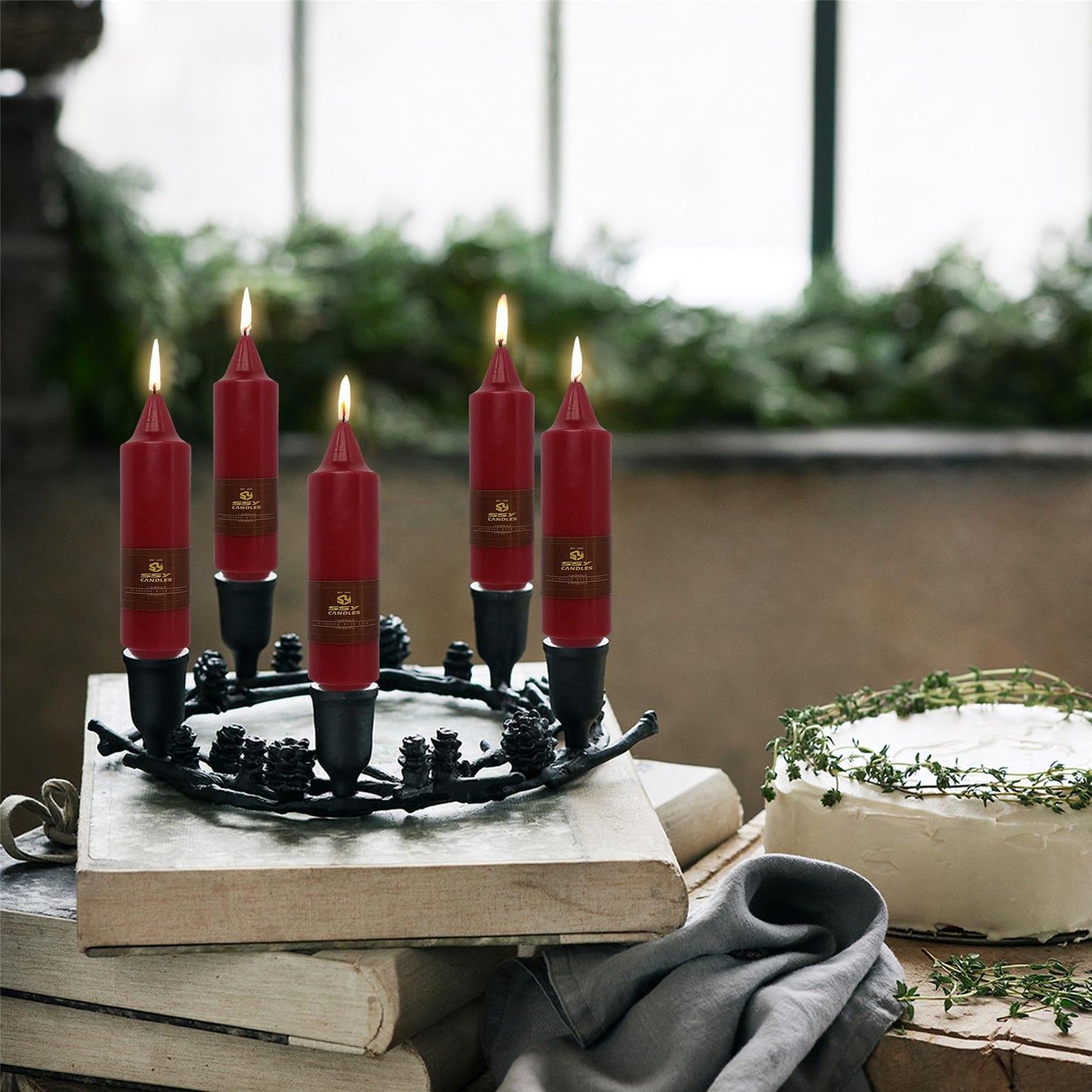 Gedengni Short Taper Candle Red Candlesticks,5inch Cute Candle Sticks Small Twisted Candlestick Spiral Tapered Candles for Home Décor Weddings Holiday Women Gifts (7D4PC-RED)