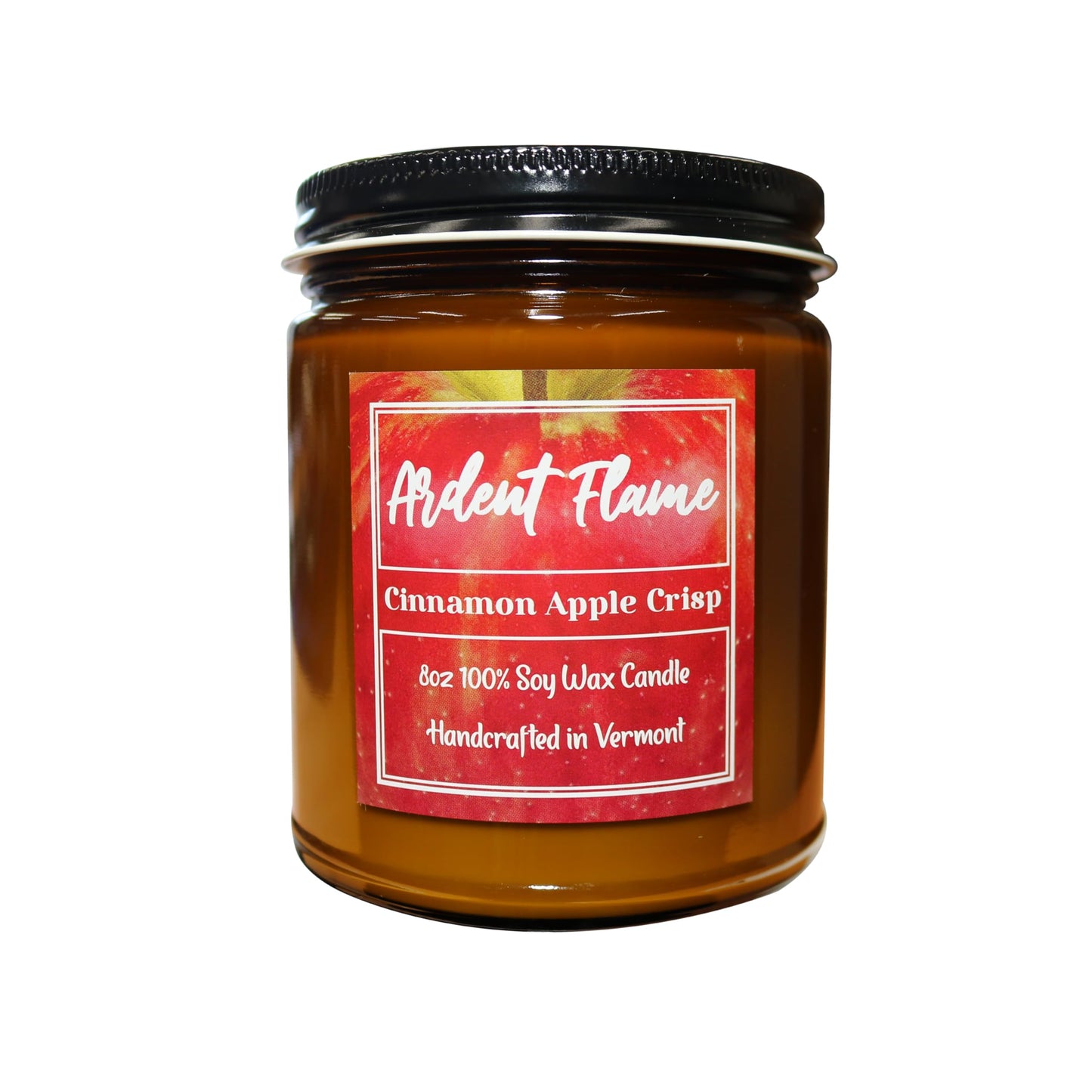 Ardent Flame Candles | Cinnamon Apple Crisp | 100% Natural Soy Wax Candle for Home Decor | Highly Scented | Premium Fragrance | Handmade in Vermont, USA | 8 oz | Long Lasting | Gift for Women and Men