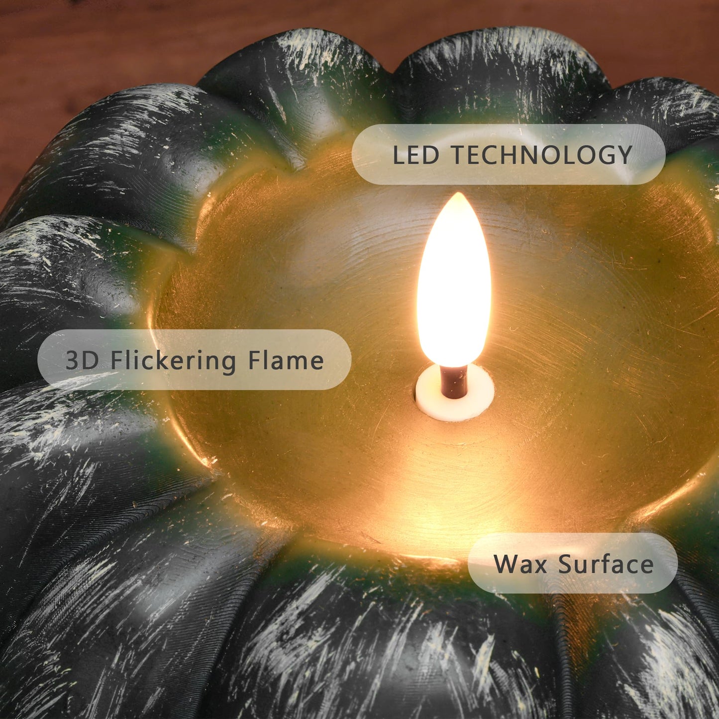 JOIONE Fall Flameless Led Pumpkin Candles with Remote, Real Wax Pumpkin Shaped Battery Operated Flickering Candles with Timer for Thanksgiving Decor, Fall Harvest Decor, Halloween Decorations, Green