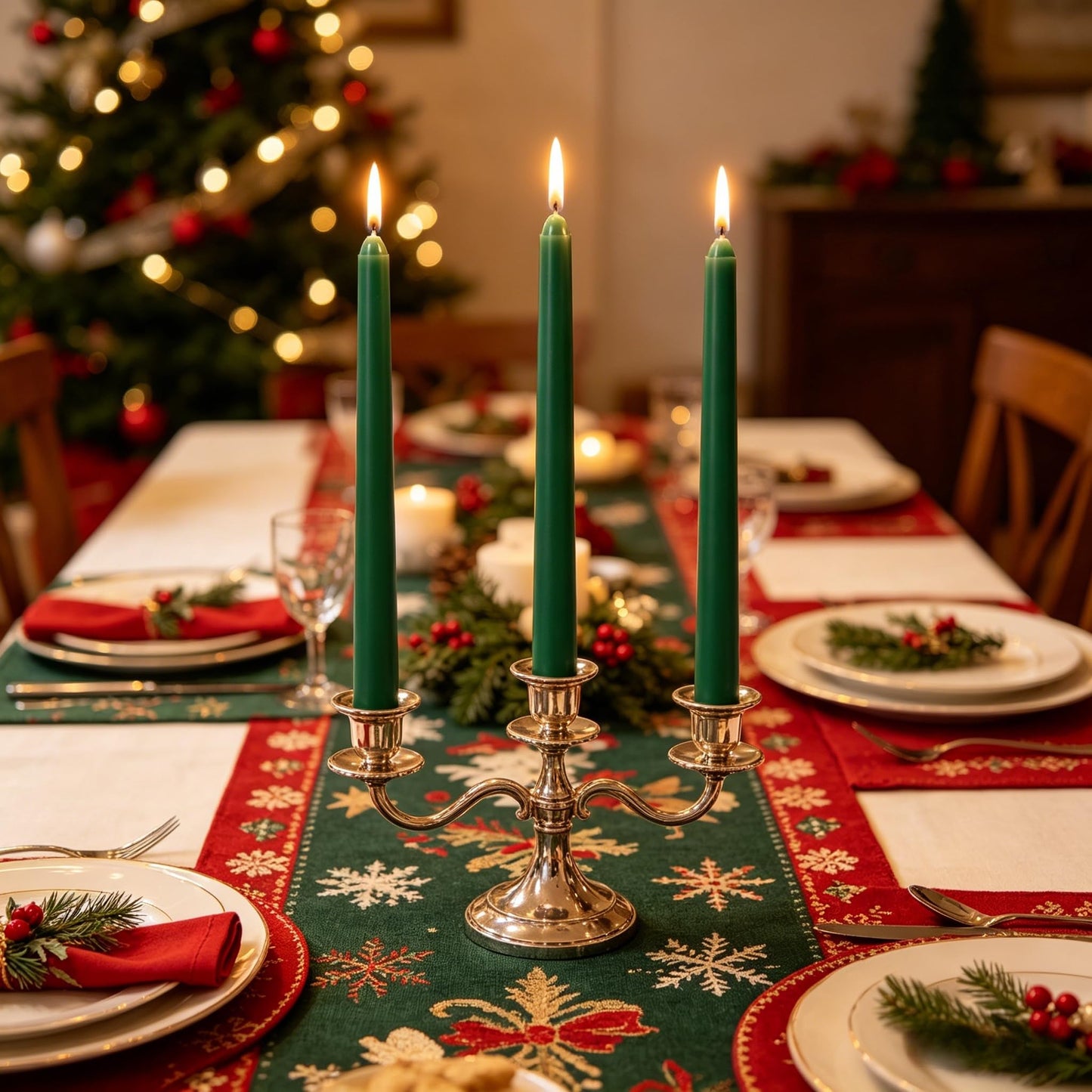 Hunter Green Taper Candles for Home Decoration, 20 Pack 10 Inch Unscented Dripless Candlesticks for Dinner Party Wedding