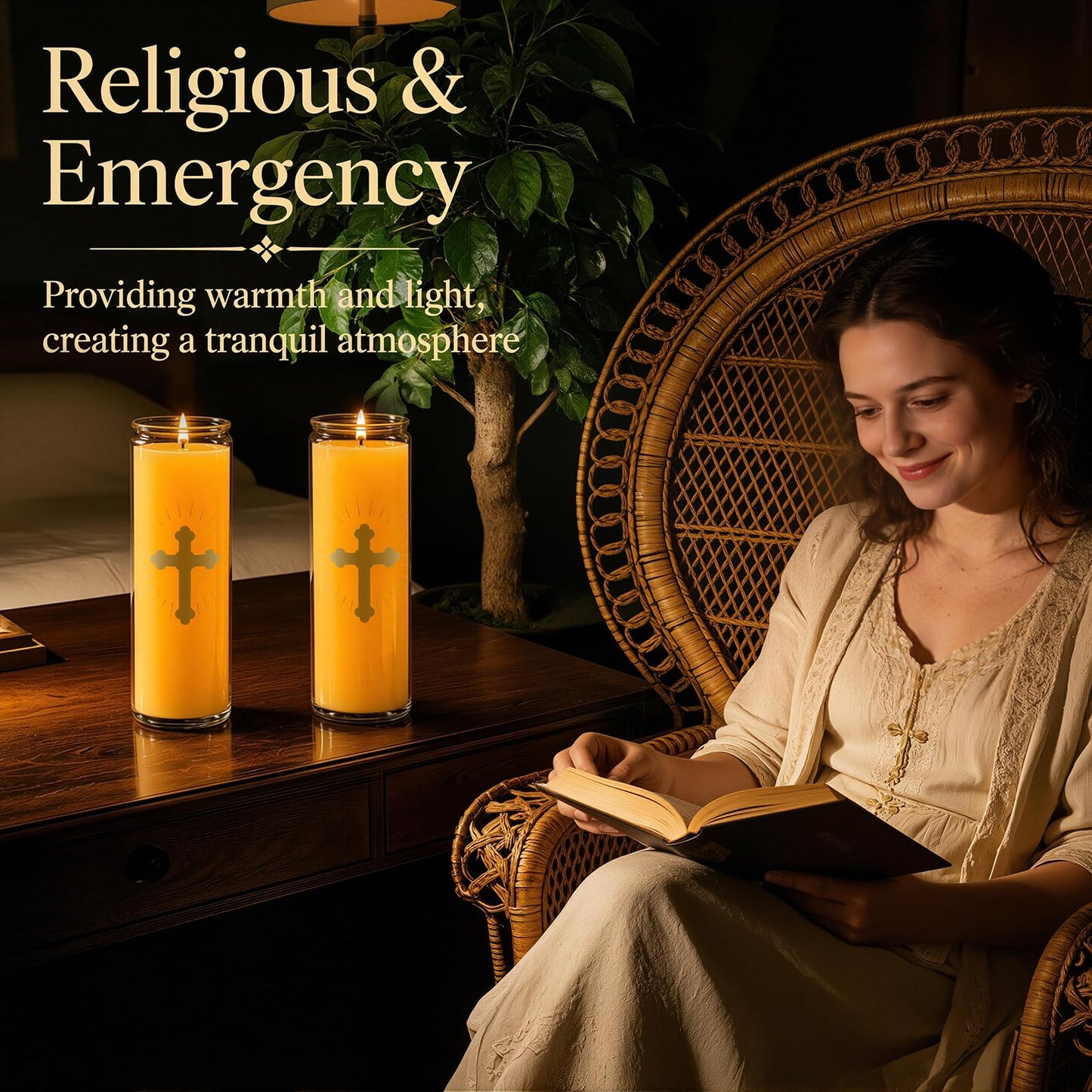ARQRHTLY 6 Pcs Beeswax Prayer Candles 7 Day Devotional Candle in Glass 100 Hours Long Burn Time Religious Catholic Christian Spiritual Decor for Memorials Vigil Church Home Altar Bless Novena